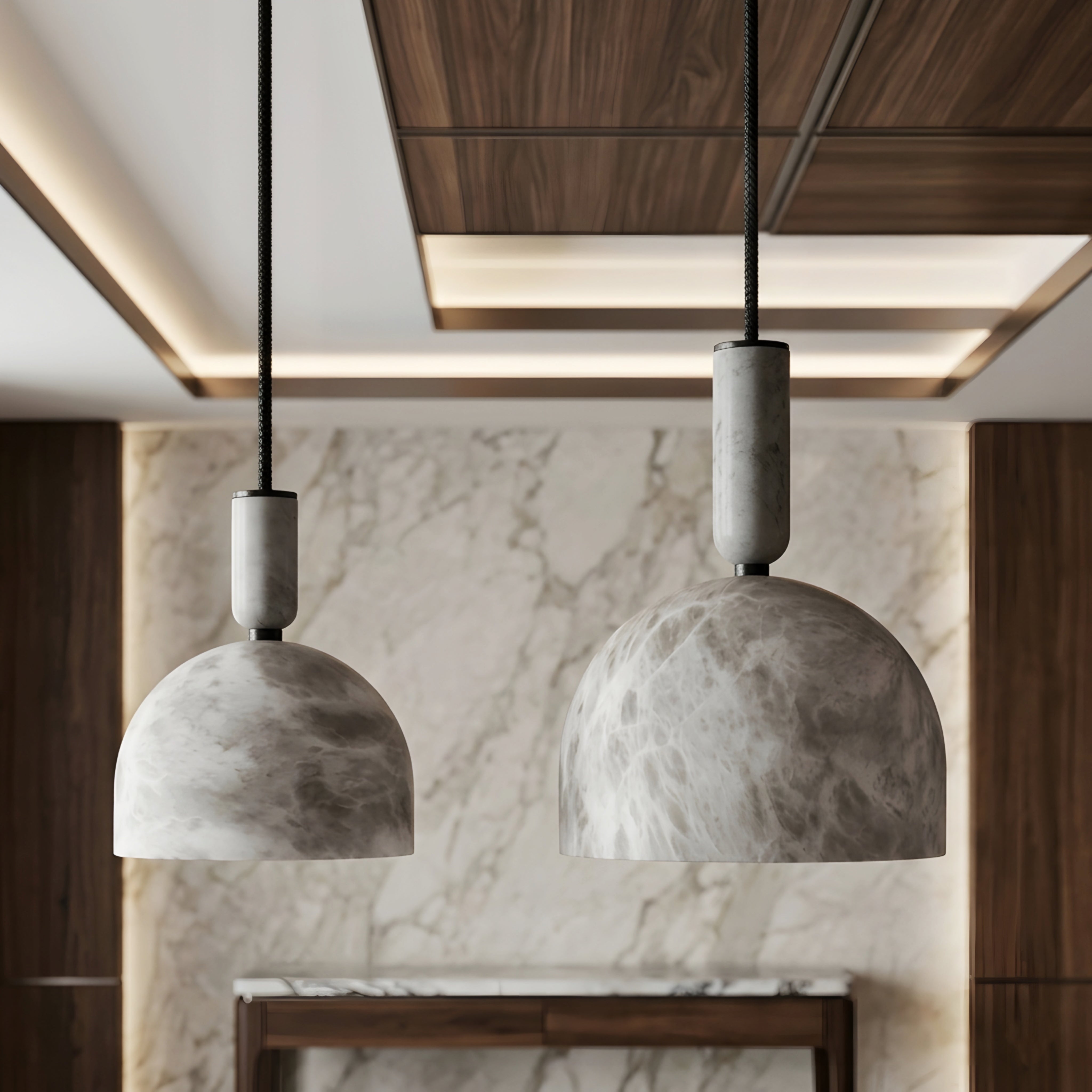 Marven Dome Pendant Light – Marble Glass Pendant Ceiling Light Fixture Kitchen Island Dining Room Decorative Lighting