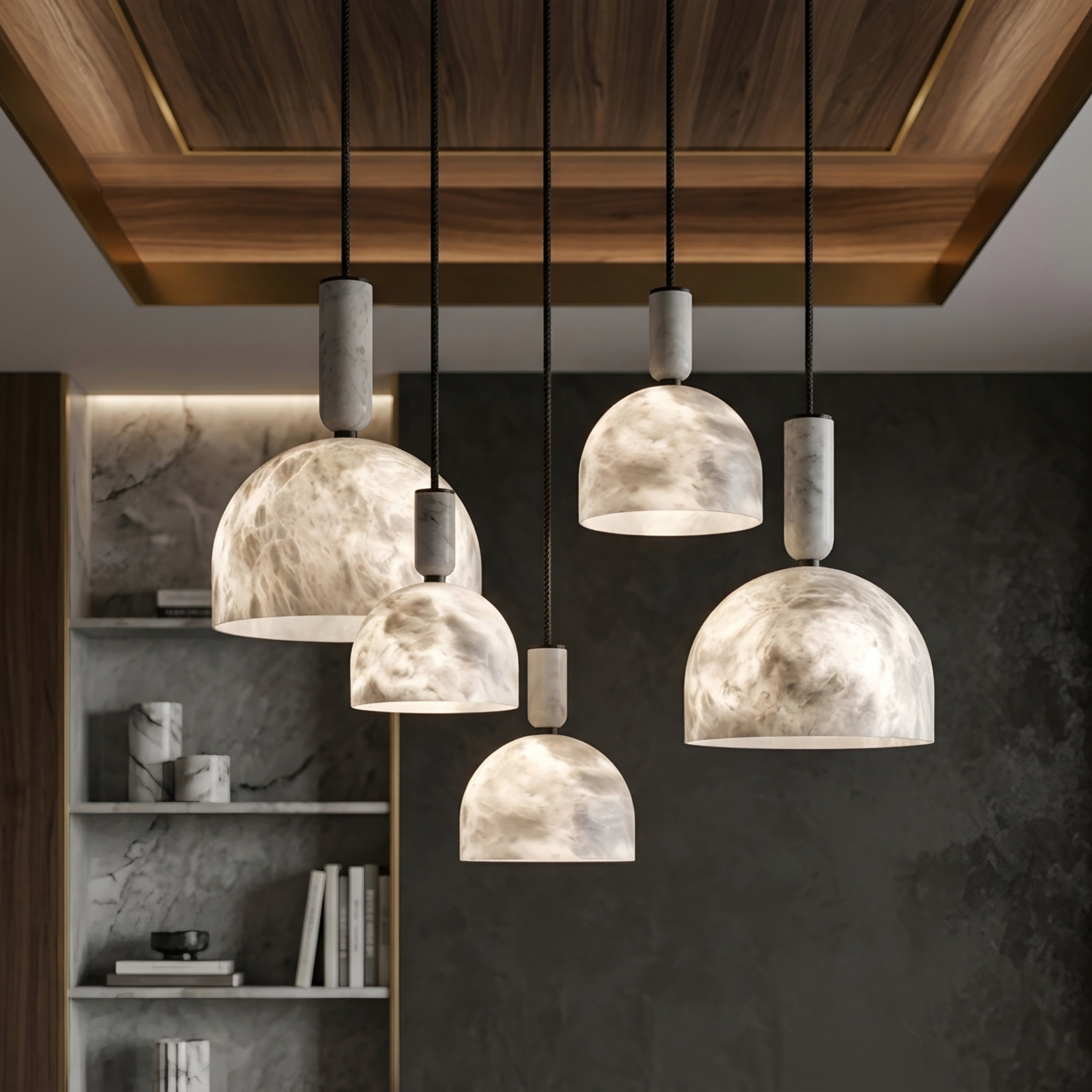 Marven Dome Pendant Light – Marble Glass Pendant Ceiling Light Fixture Kitchen Island Dining Room Decorative Lighting