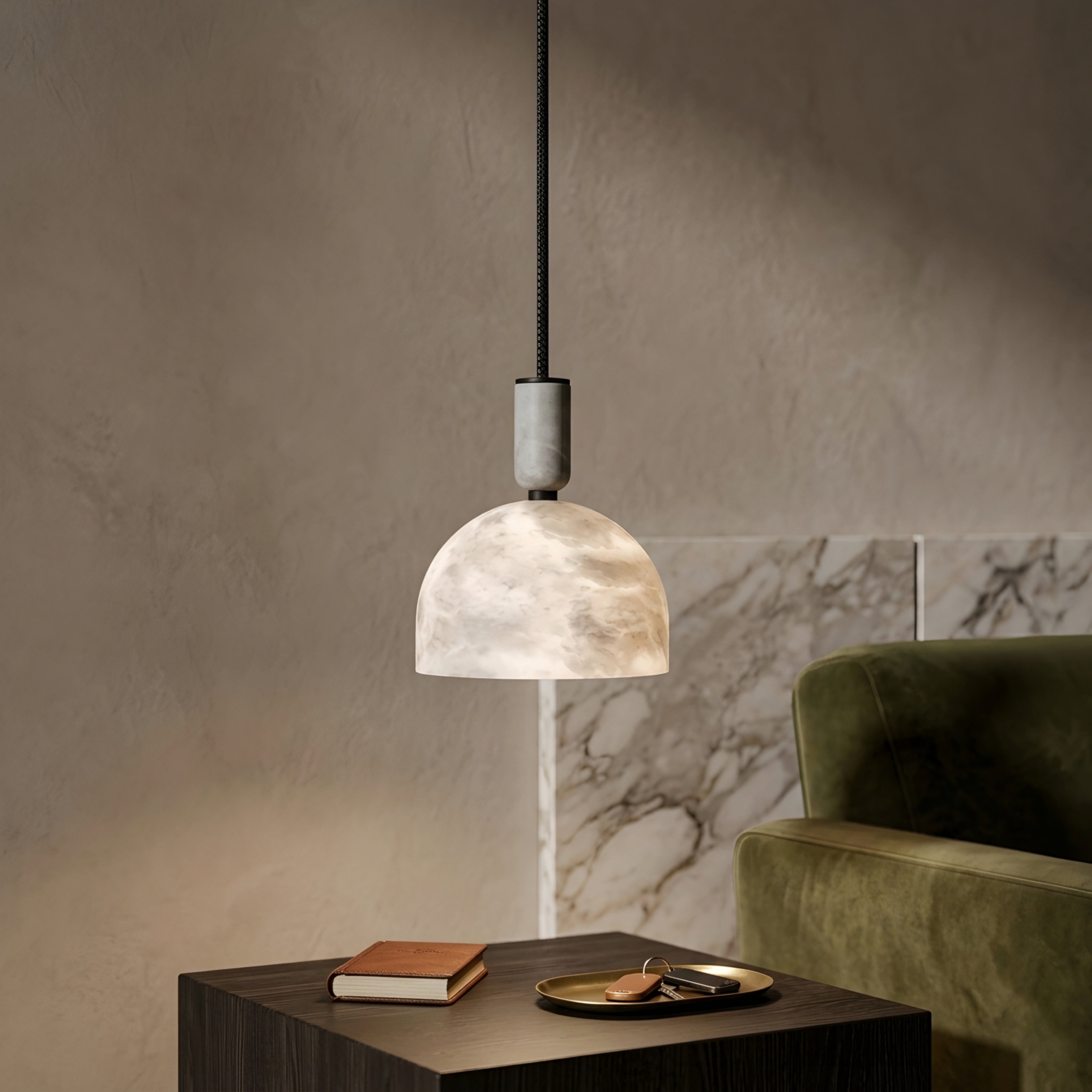 Marven Dome Pendant Light – Marble Glass Pendant Ceiling Light Fixture Kitchen Island Dining Room Decorative Lighting