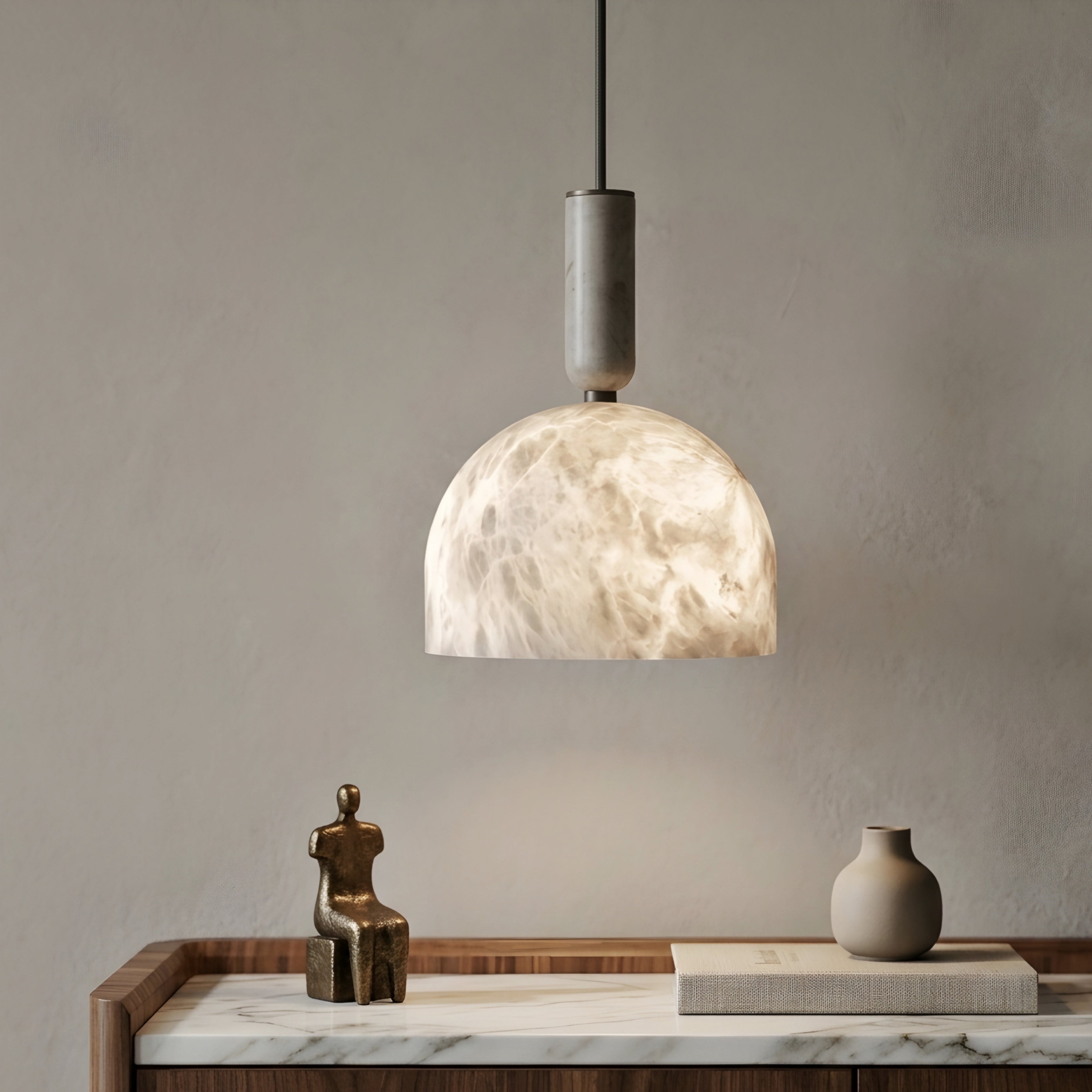 Marven Dome Pendant Light – Marble Glass Pendant Ceiling Light Fixture Kitchen Island Dining Room Decorative Lighting