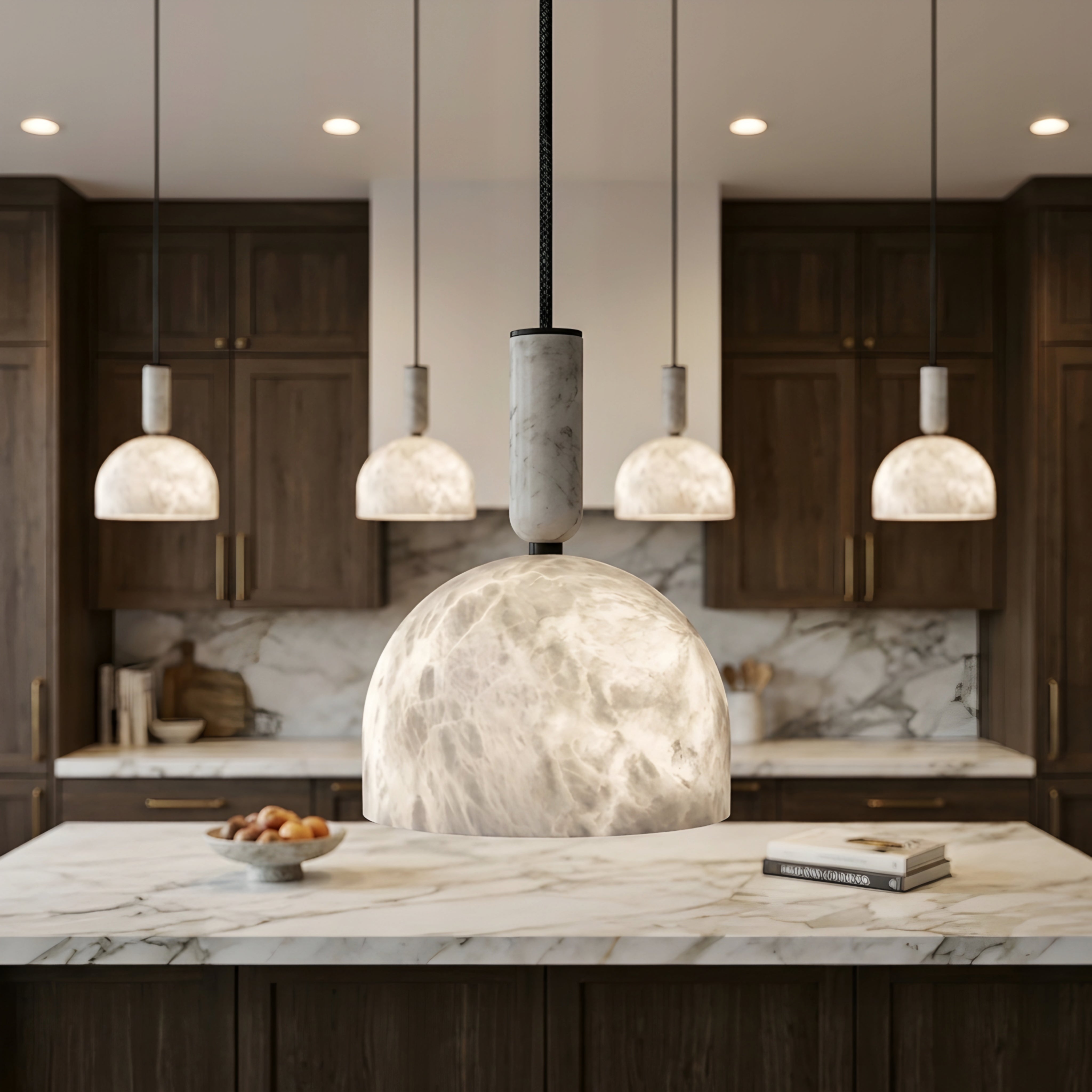 Marven Dome Pendant Light – Marble Glass Pendant Ceiling Light Fixture Kitchen Island Dining Room Decorative Lighting