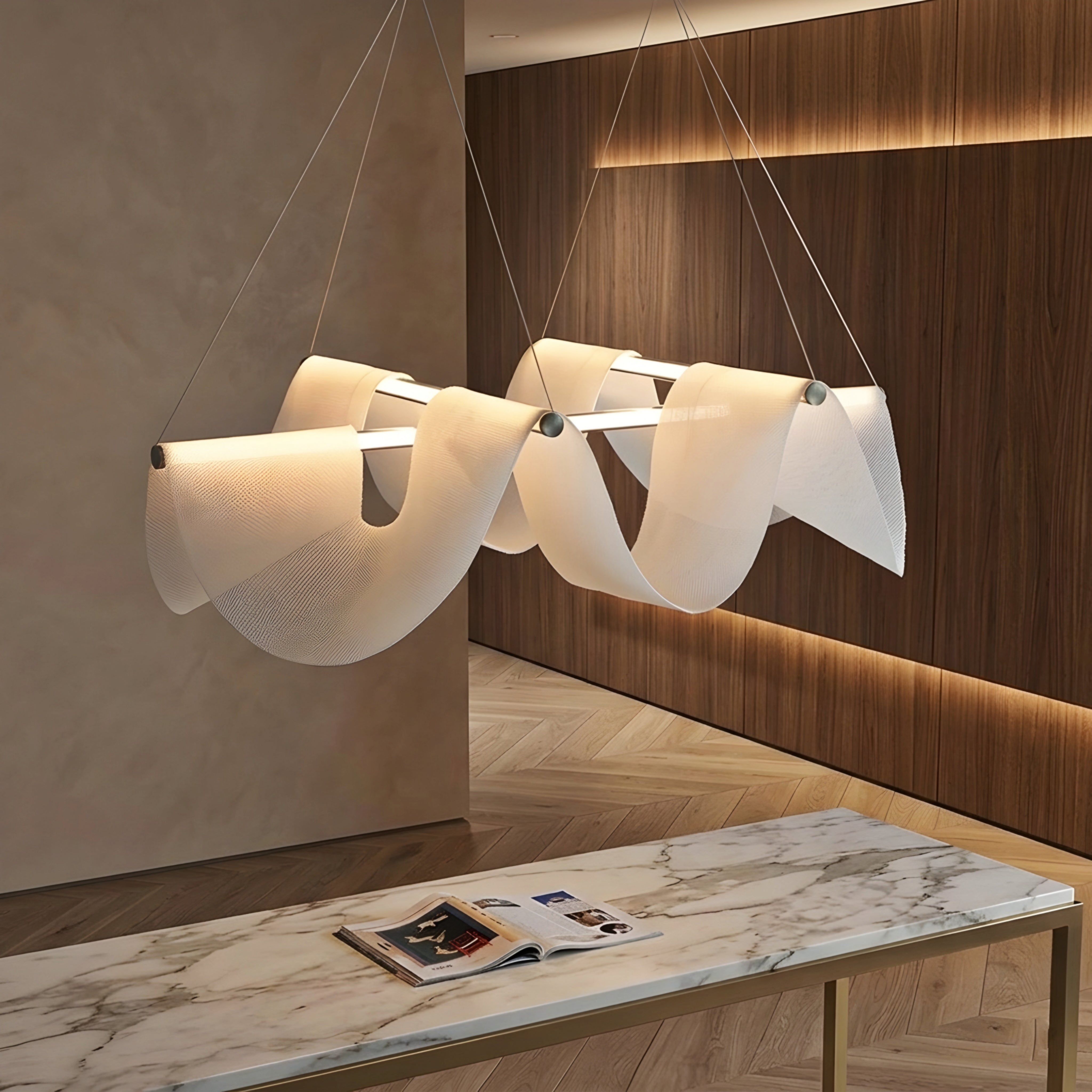 Velari Ribbon Chandelier – Modern LED Pendant Light Dining Room Living Room Ceiling Decorative Lighting