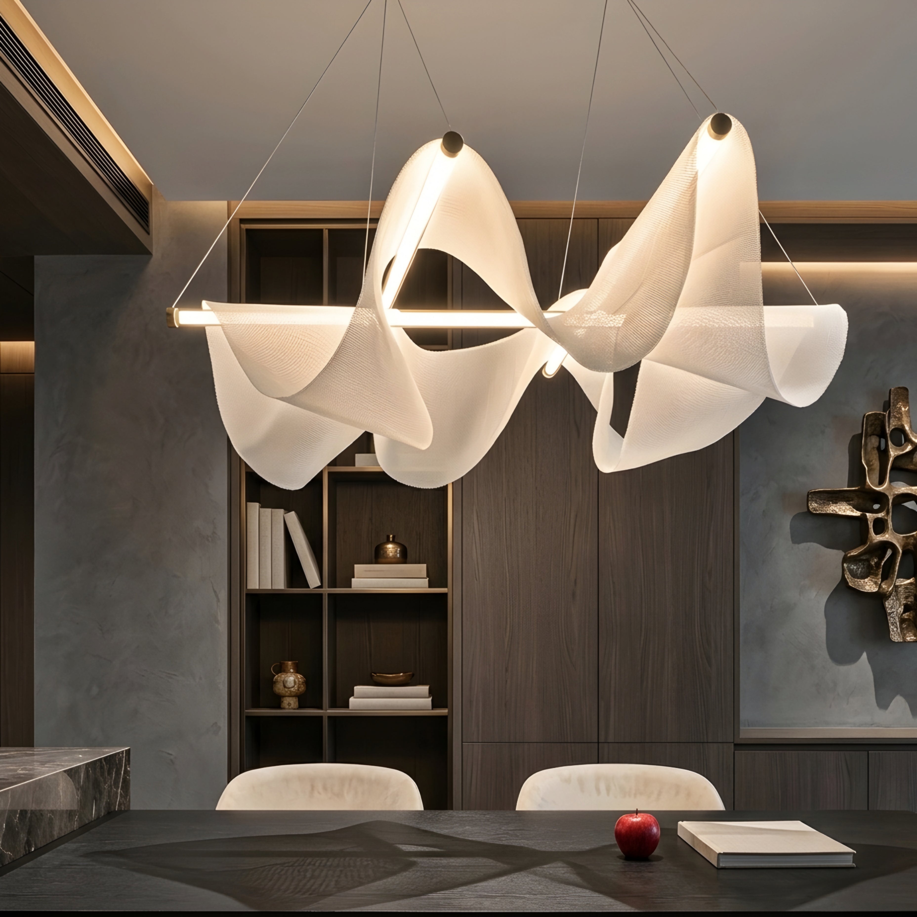 Velari Ribbon Chandelier – Modern LED Pendant Light Dining Room Living Room Ceiling Decorative Lighting