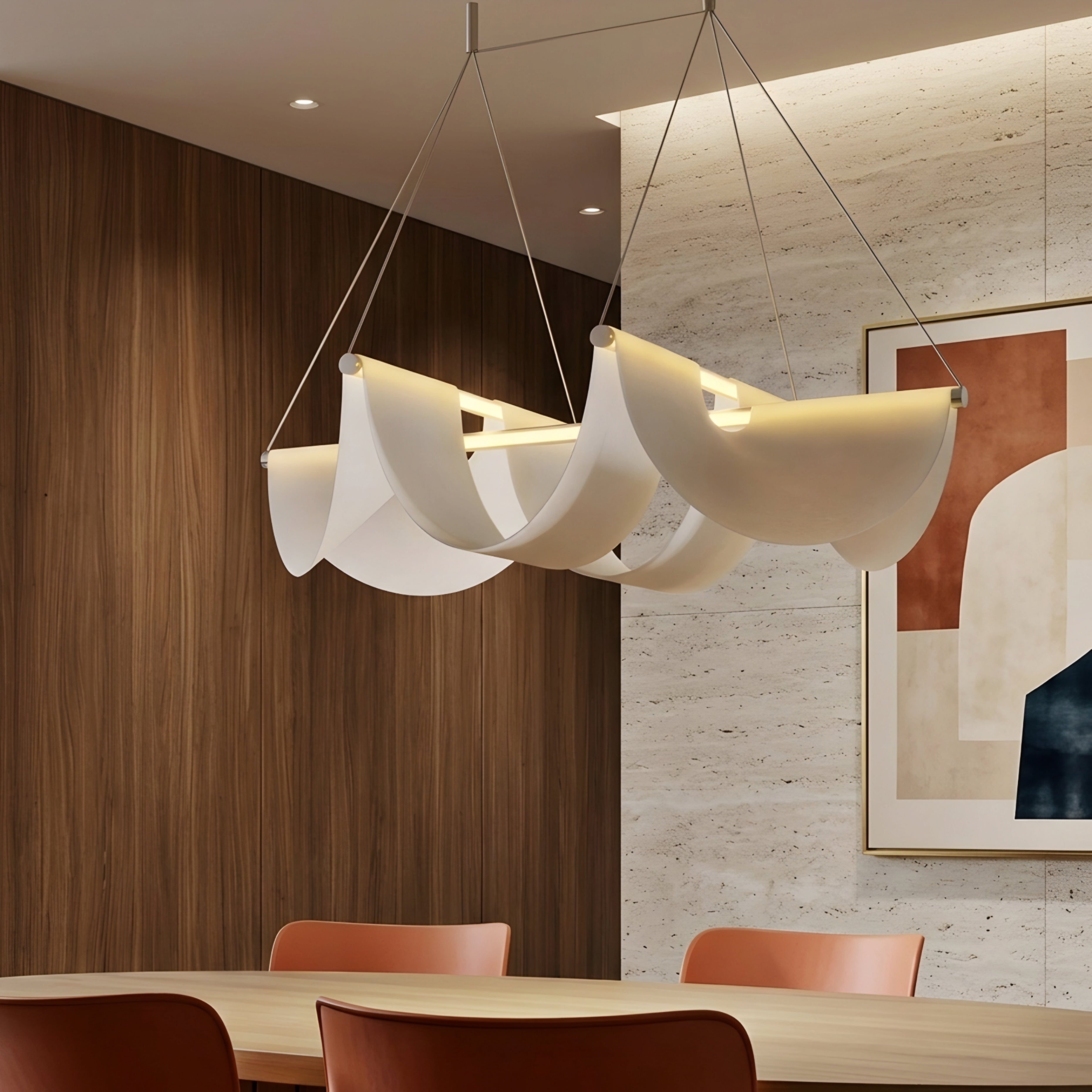 Velari Ribbon Chandelier – Modern LED Pendant Light Dining Room Living Room Ceiling Decorative Lighting
