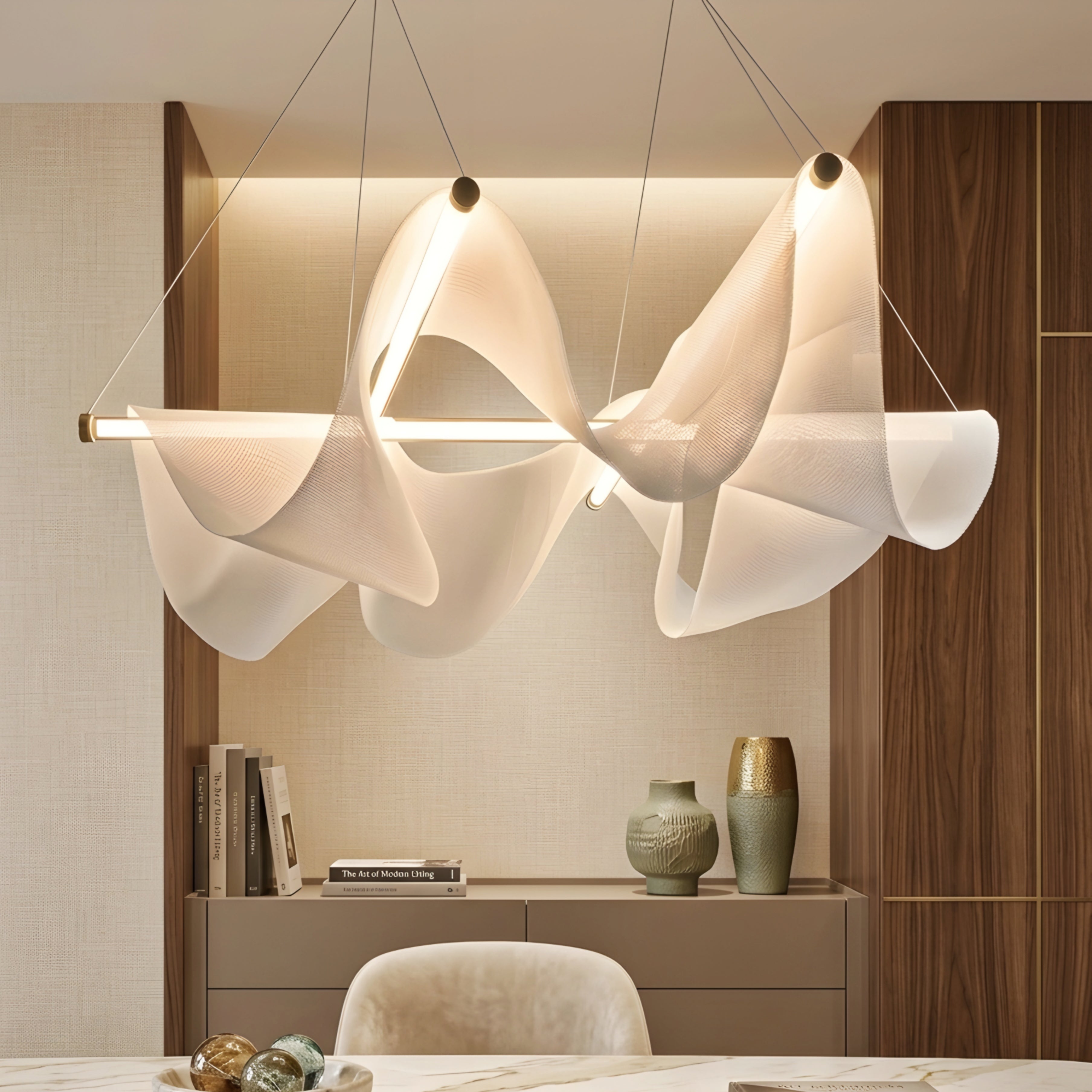 Velari Ribbon Chandelier – Modern LED Pendant Light Dining Room Living Room Ceiling Decorative Lighting