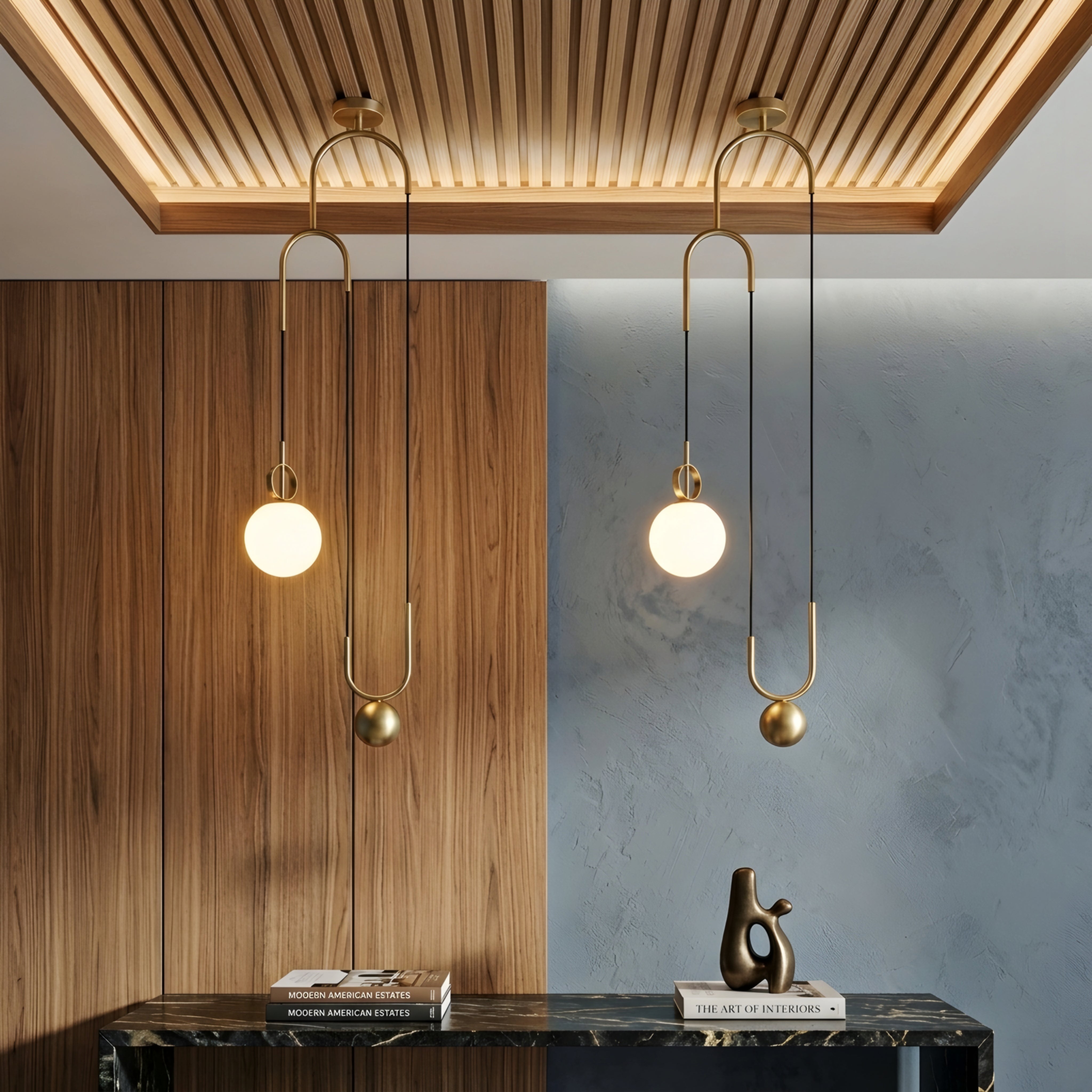 Caldex Arc Pendant Light – Modern Brass Ceiling Pendant Globe LED Decorative Lighting Living Room Bedroom