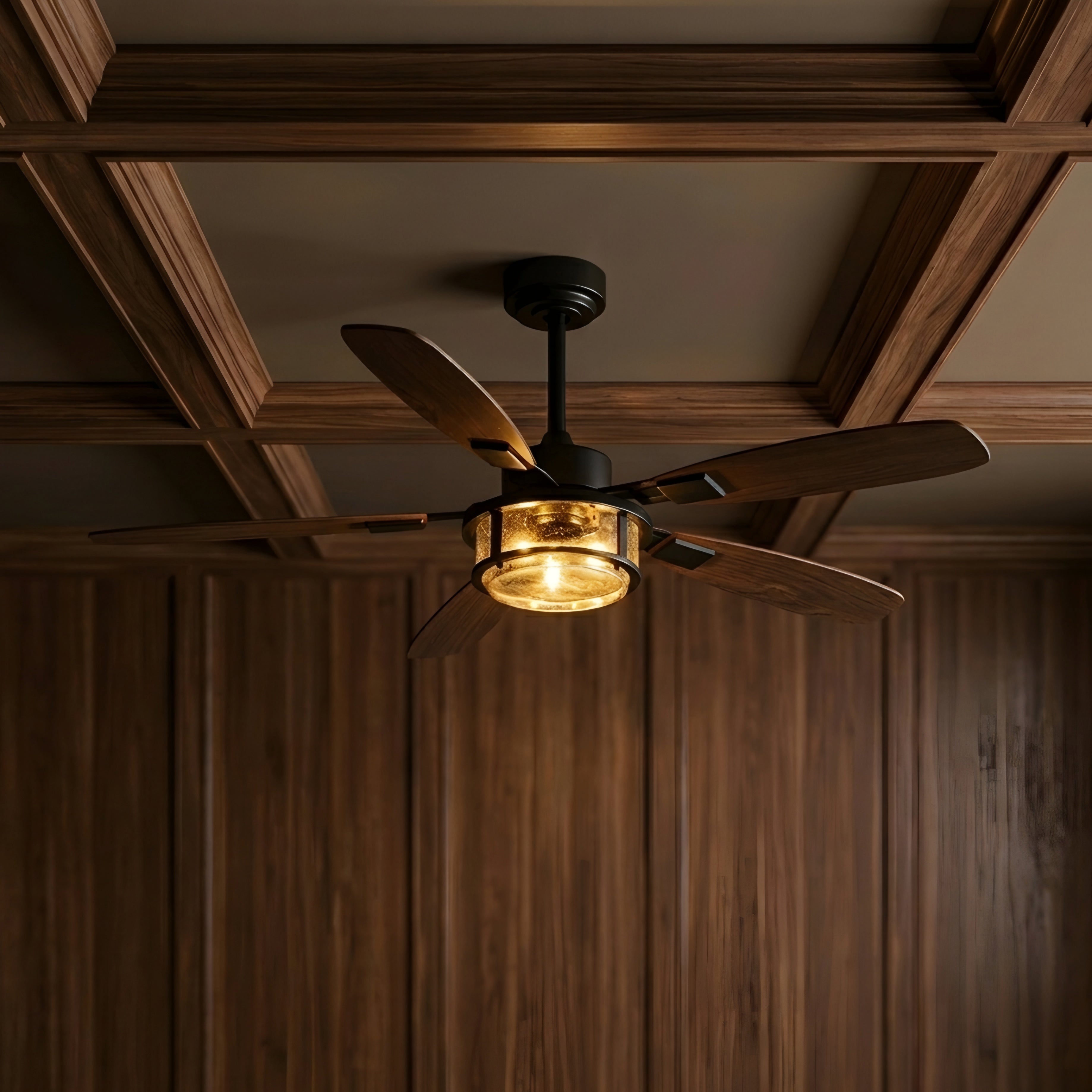 Breckton Industrial Ceiling Fan – Wood Blade Ceiling Fan Light Kit Rustic Farmhouse Five Blade Indoor