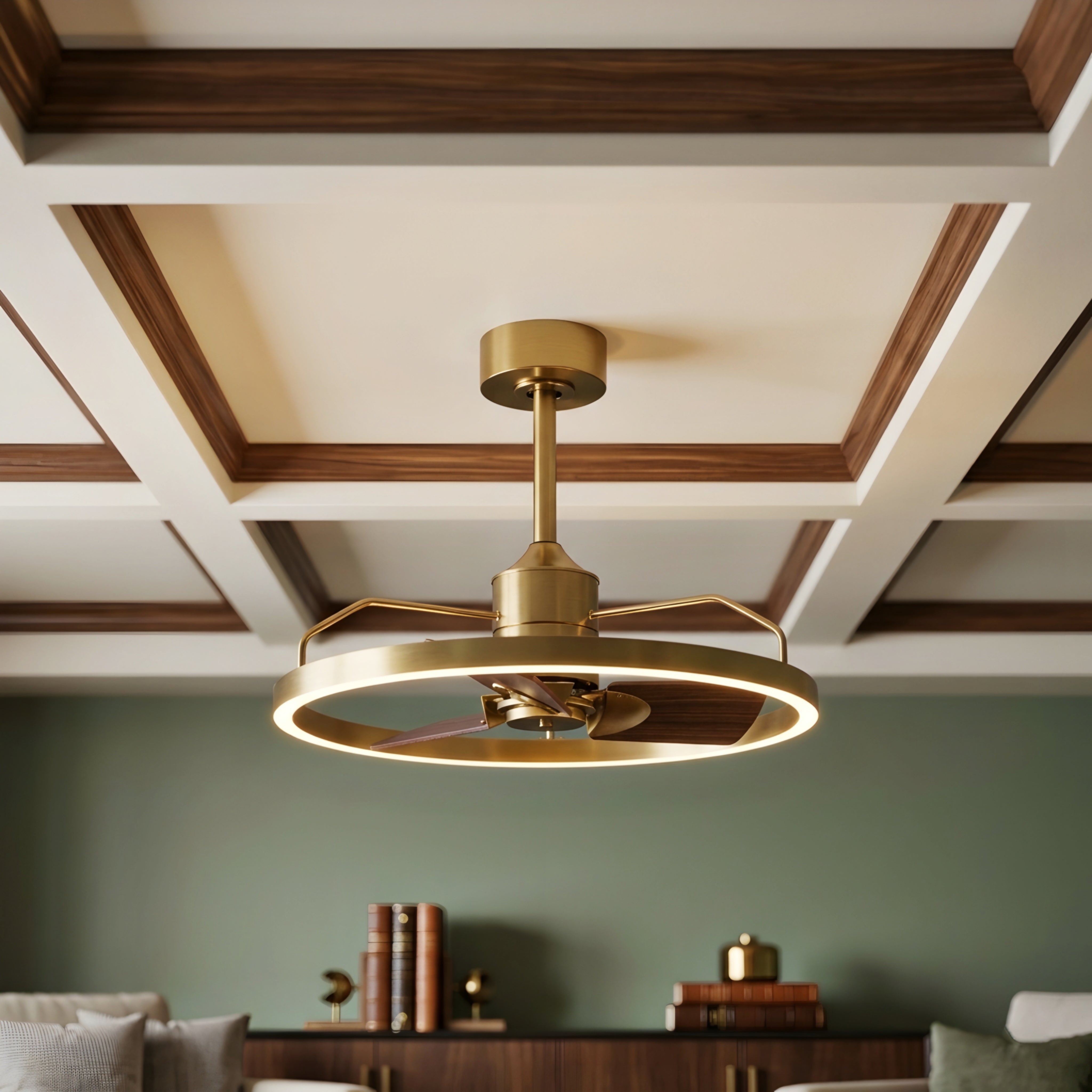 Vortex – Ceiling Fan LED Light Combo Modern Black Wood Blade Remote Control Decorative Lighting