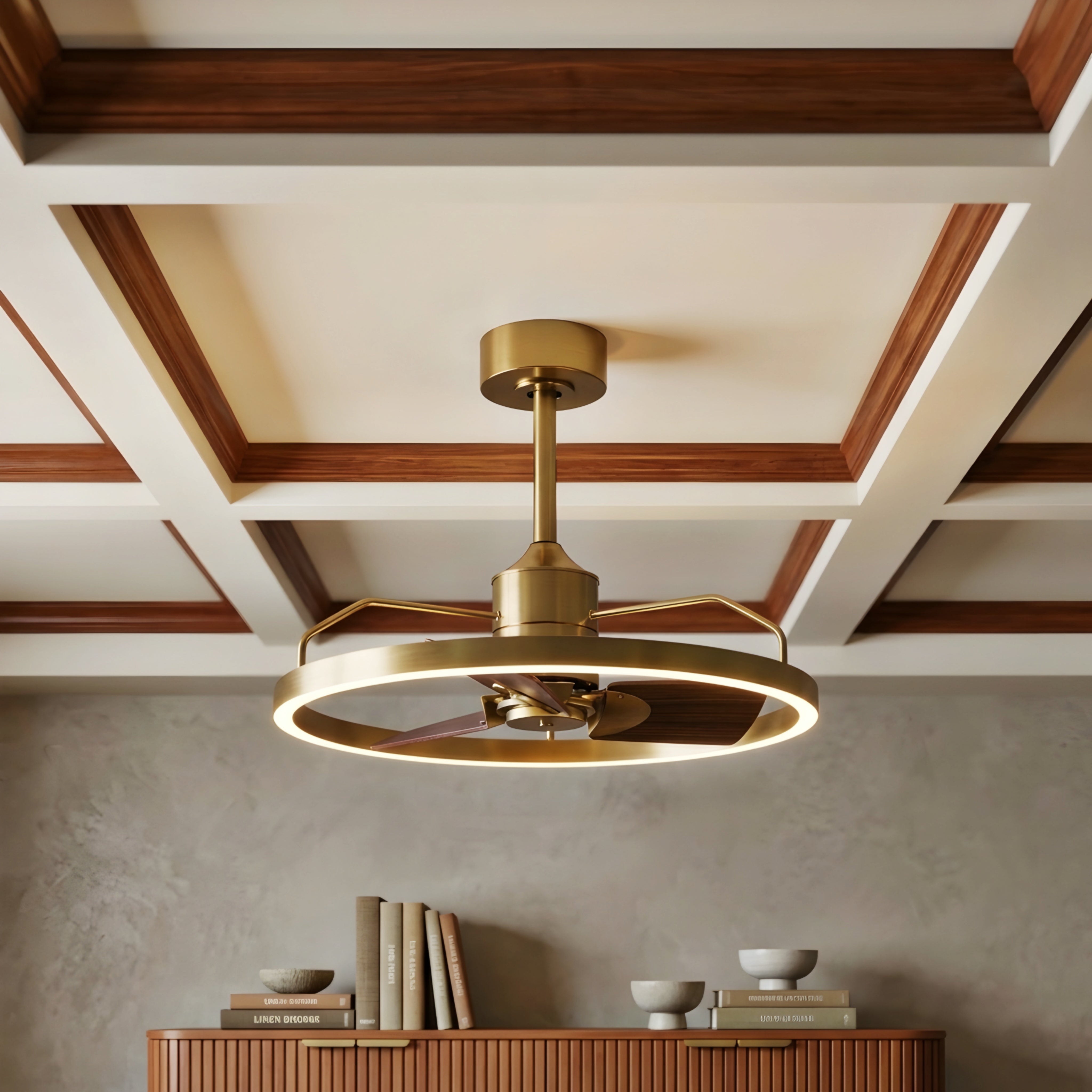 Vortex – Ceiling Fan LED Light Combo Modern Black Wood Blade Remote Control Decorative Lighting