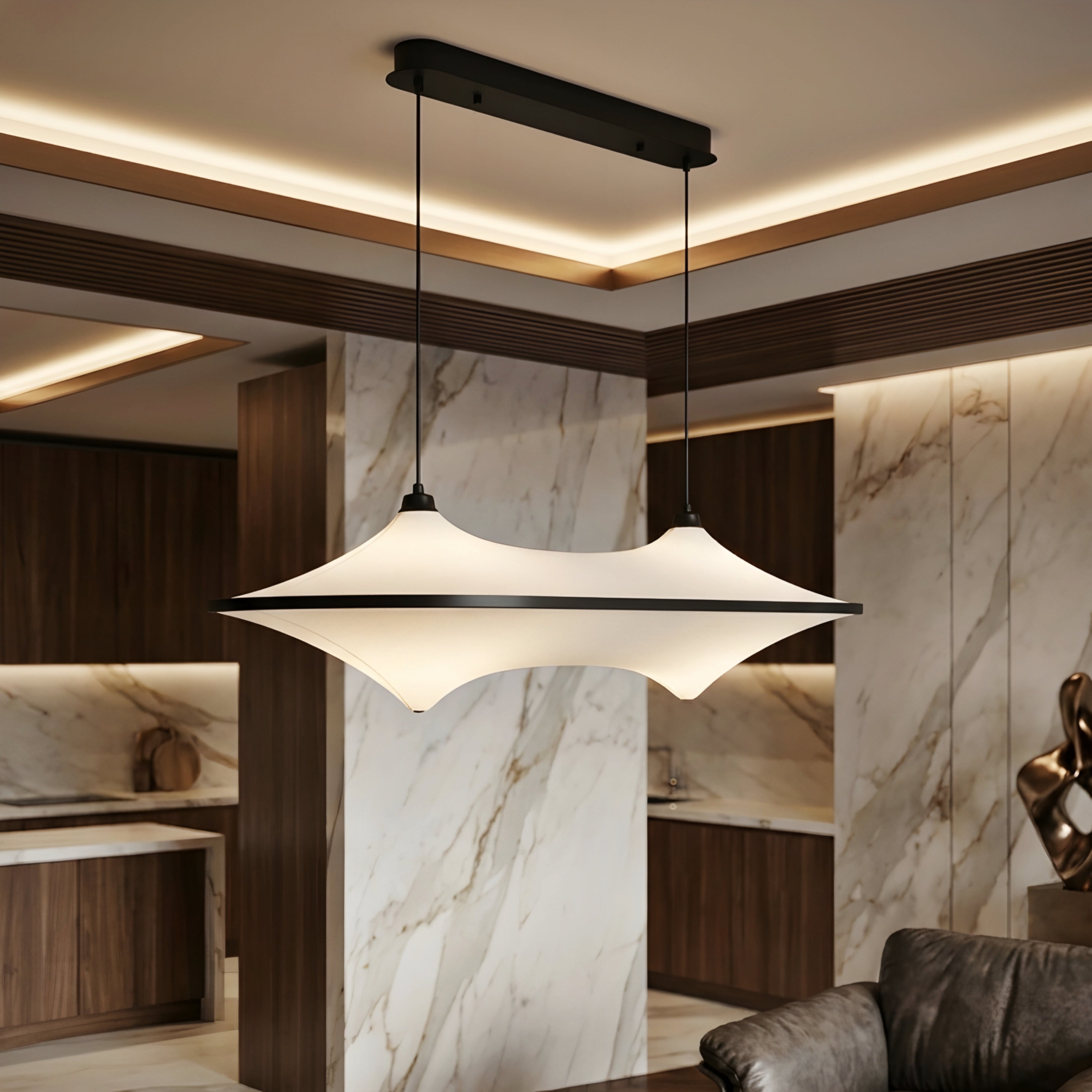 Vespera – LED Pendant Light Modern Dining Room Ceiling Decorative Lighting Black Acrylic Chandelier