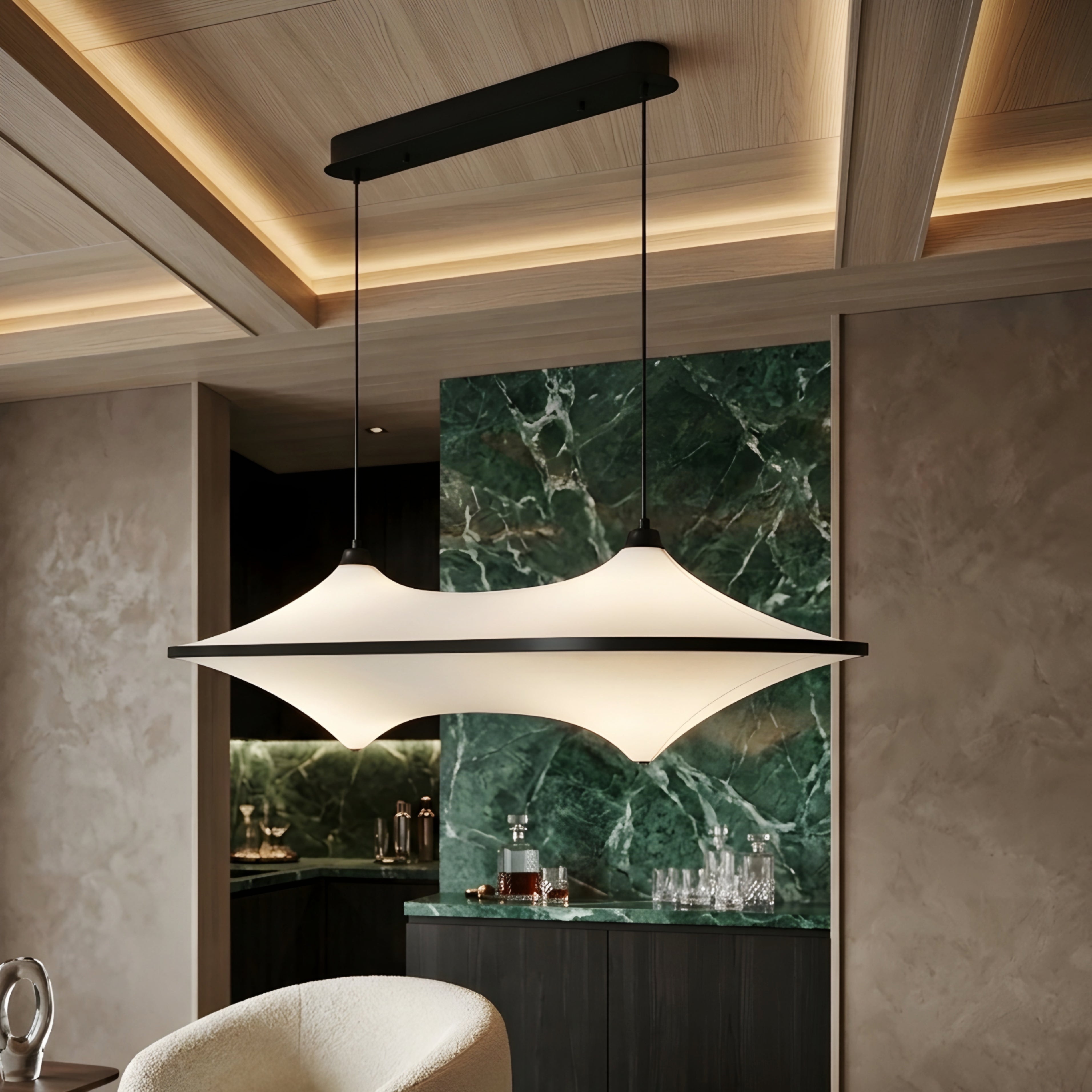 Vespera – LED Pendant Light Modern Dining Room Ceiling Decorative Lighting Black Acrylic Chandelier