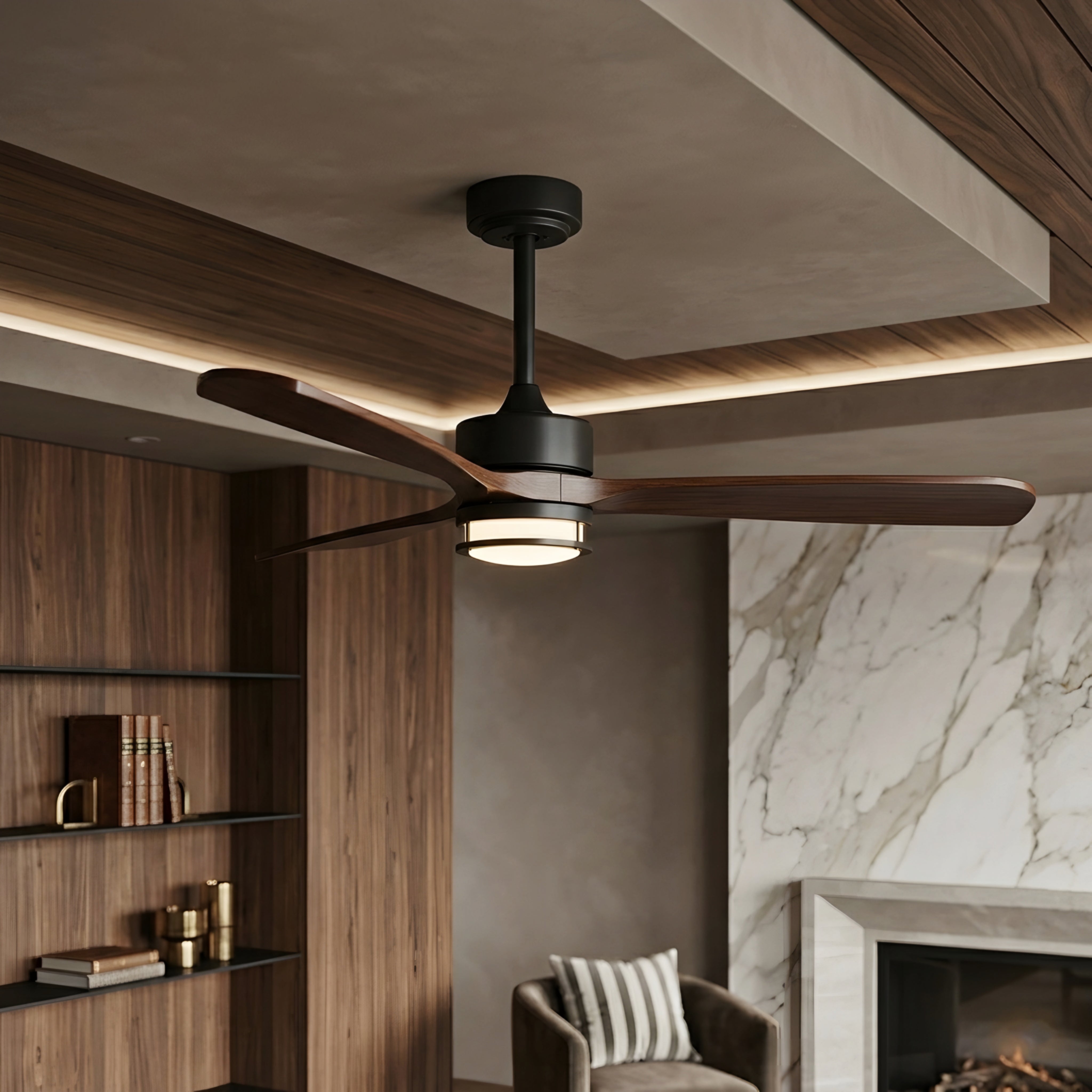 Ventara – Ceiling Fan Light 3 Blade Modern Wood Black Living Room Bedroom Remote Control