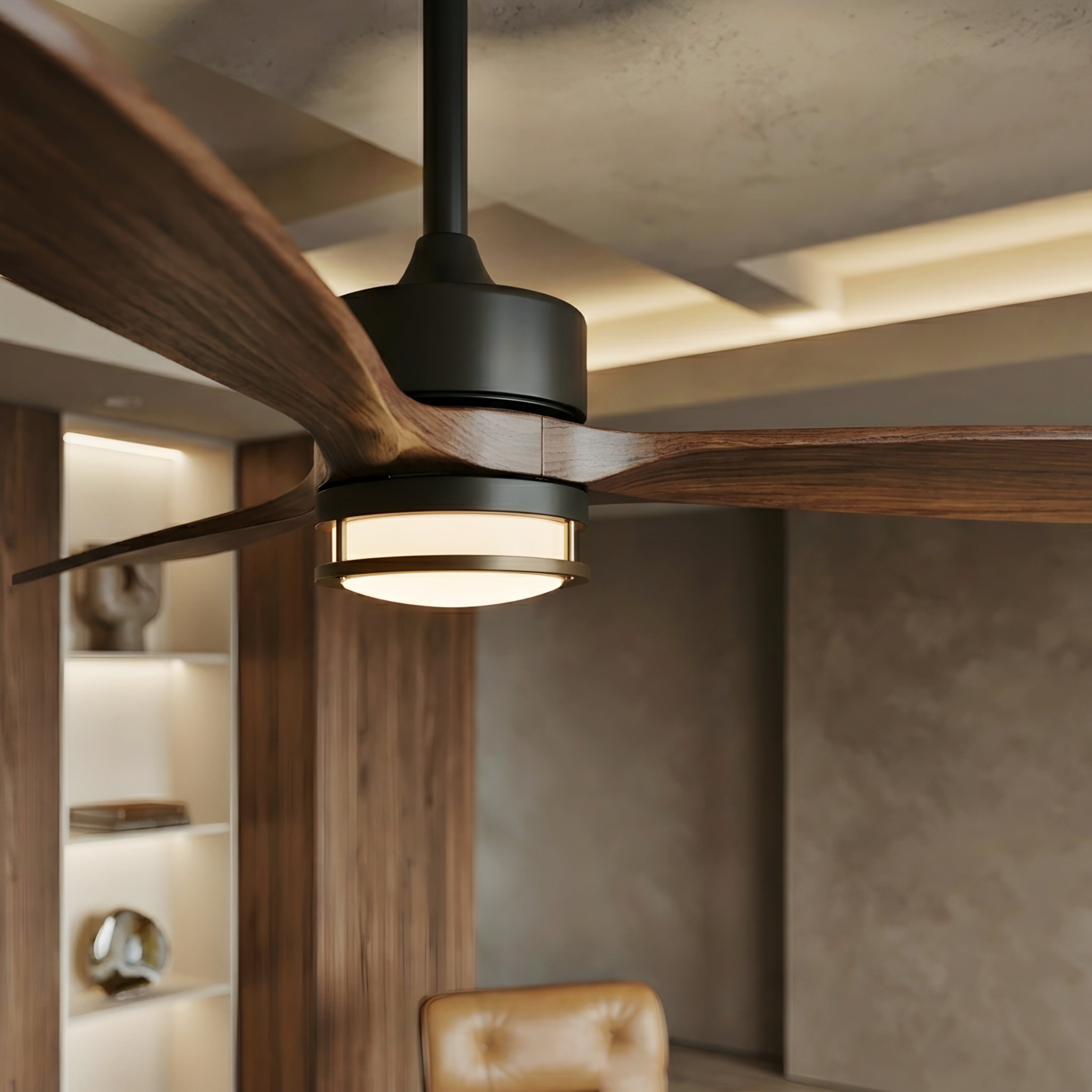 Ventara – Ceiling Fan Light 3 Blade Modern Wood Black Living Room Bedroom Remote Control