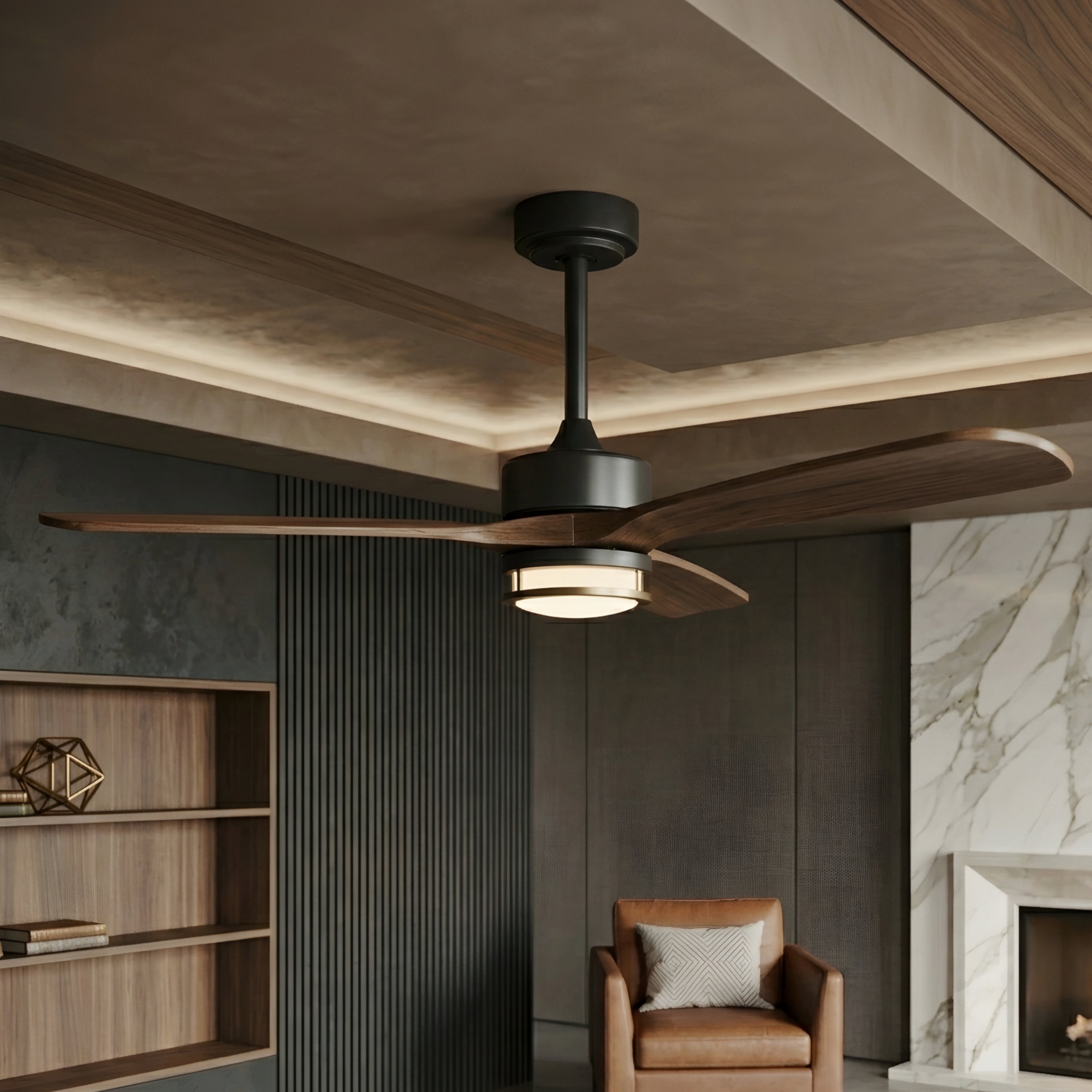 Ventara – Ceiling Fan Light 3 Blade Modern Wood Black Living Room Bedroom Remote Control