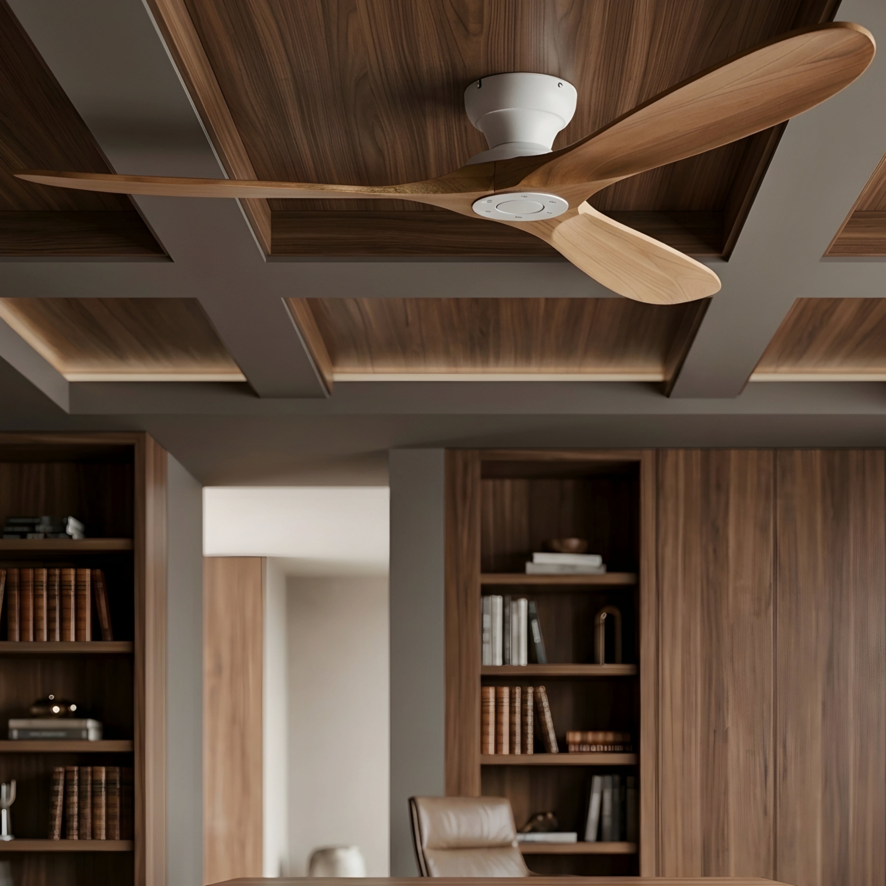 Brevent Aero Ceiling Fan – Modern Wood Blade Living Room Bedroom Large Low Profile Black Mount