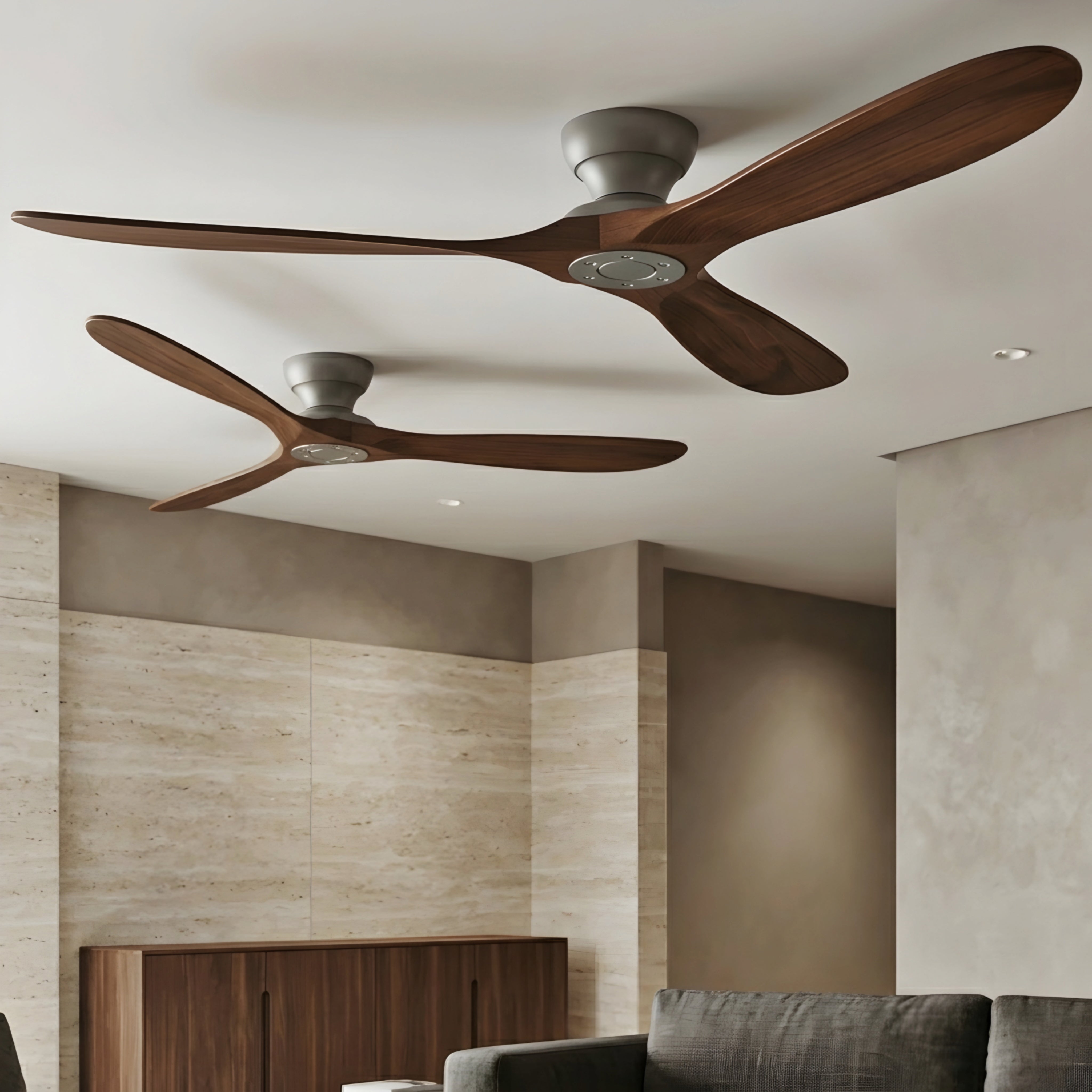 Brevent Aero Ceiling Fan – Modern Wood Blade Living Room Bedroom Large Low Profile Black Mount