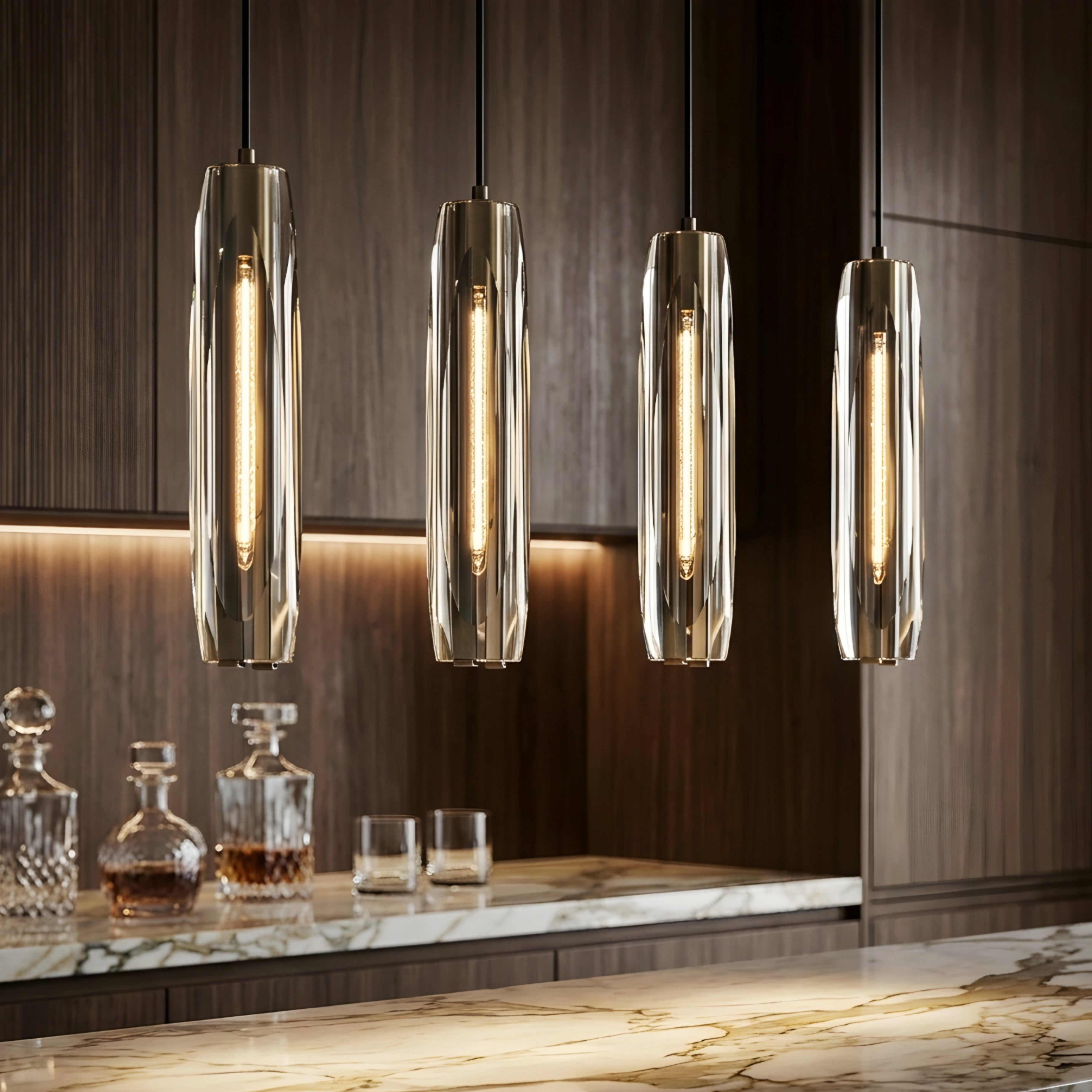 Cylara Pendant Light – Kitchen Island Chandelier Smoked Glass Brass Decorative Lighting Modern