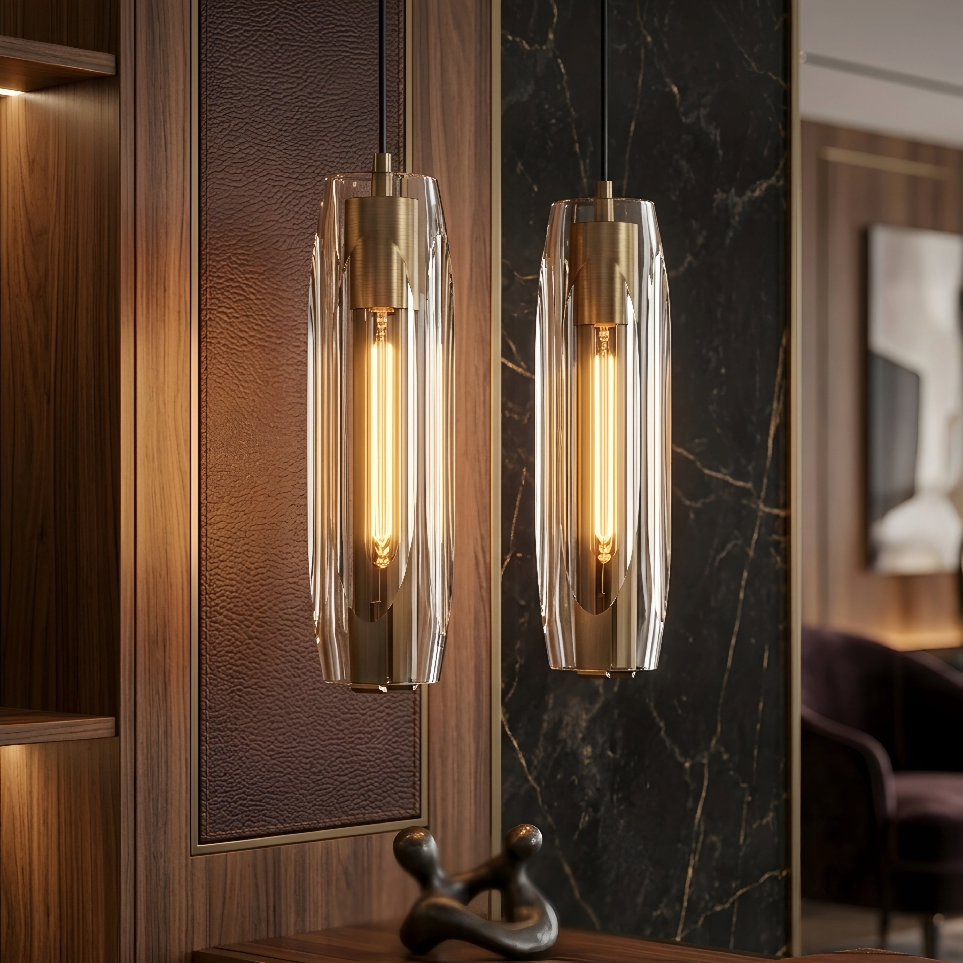 Cylara Pendant Light – Kitchen Island Chandelier Smoked Glass Brass Decorative Lighting Modern