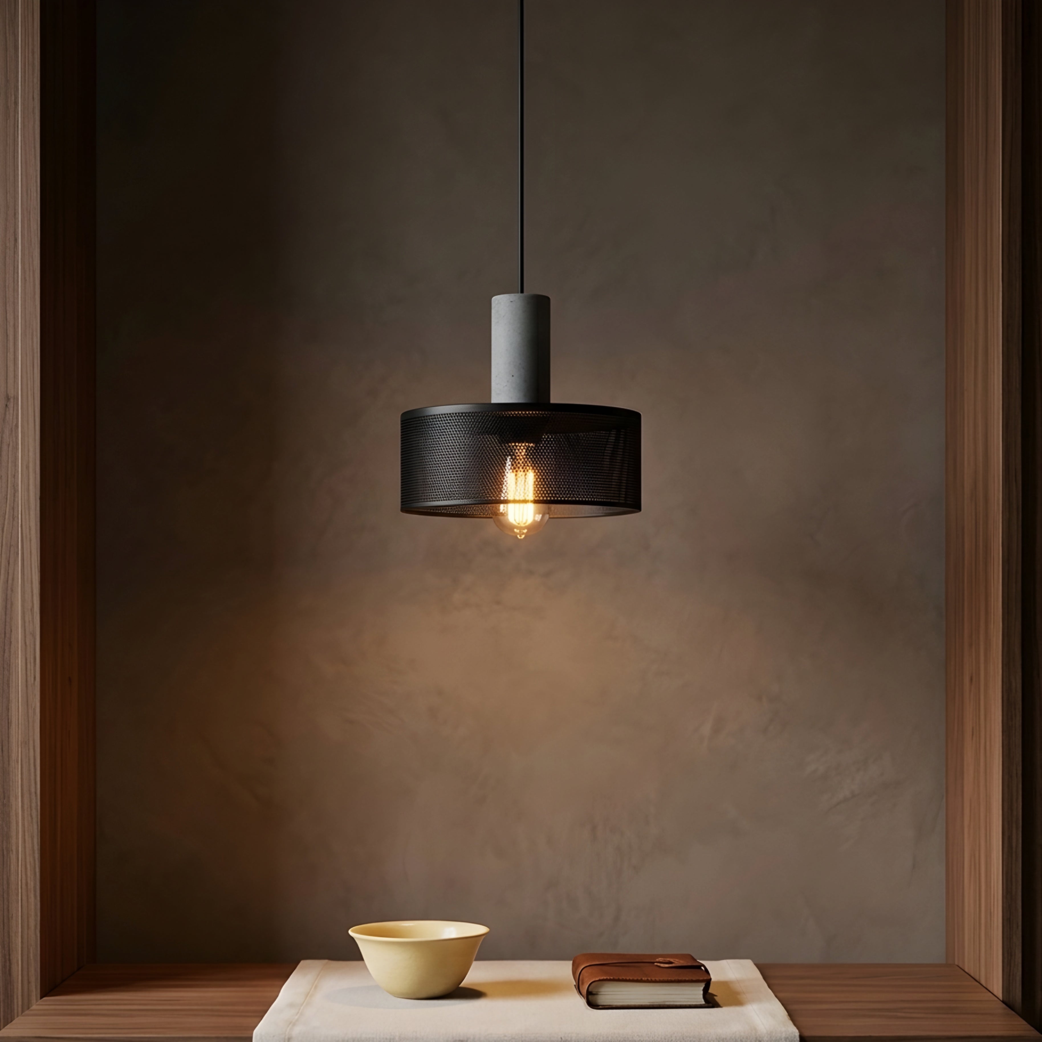 Straton Pendant Light – Industrial Black Smoked Glass Cylinder Hanging Ceiling Kitchen Island Dining Room