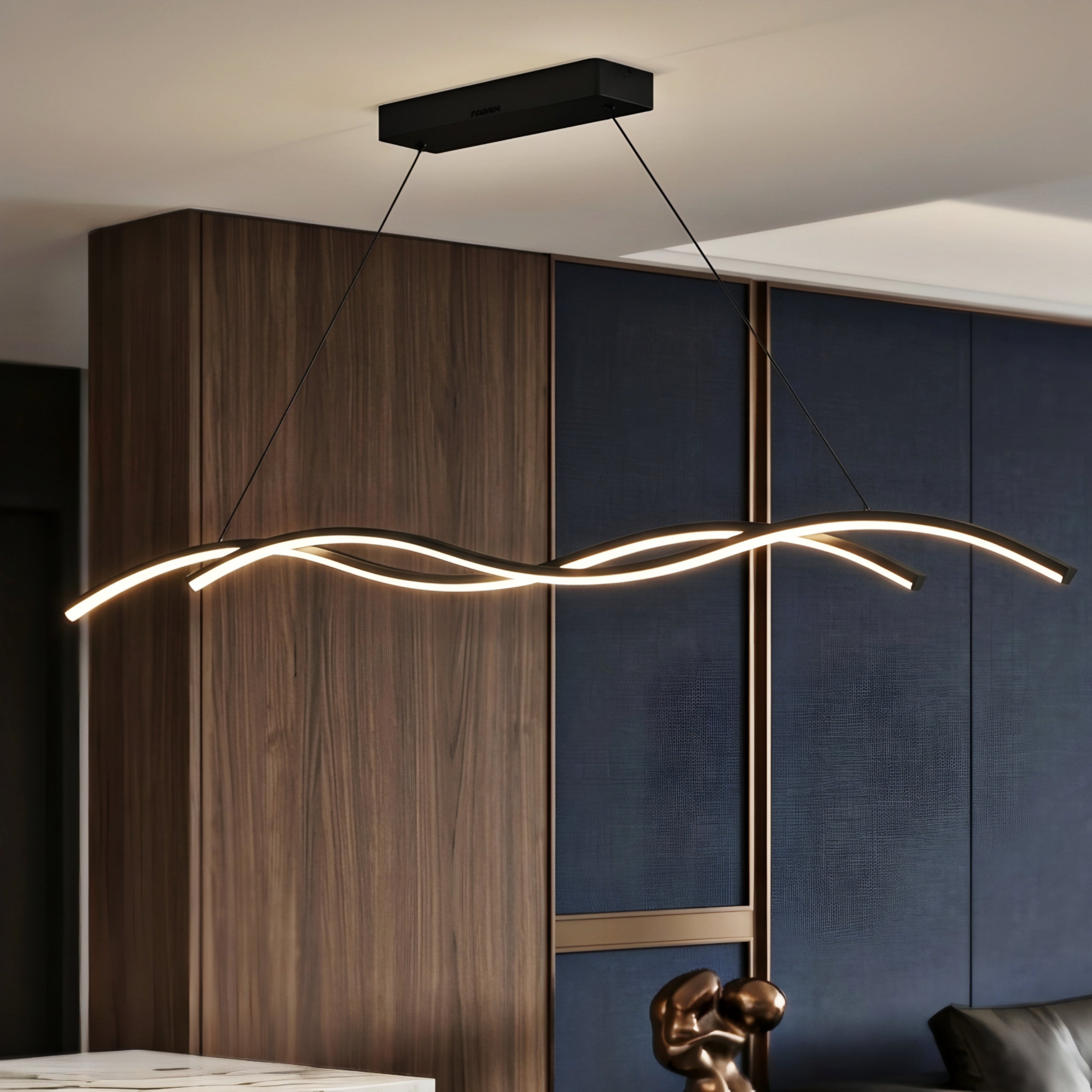 Ondara Wave Pendant Light – LED Modern Dining Room Kitchen Island Chandelier Ceiling Fixture