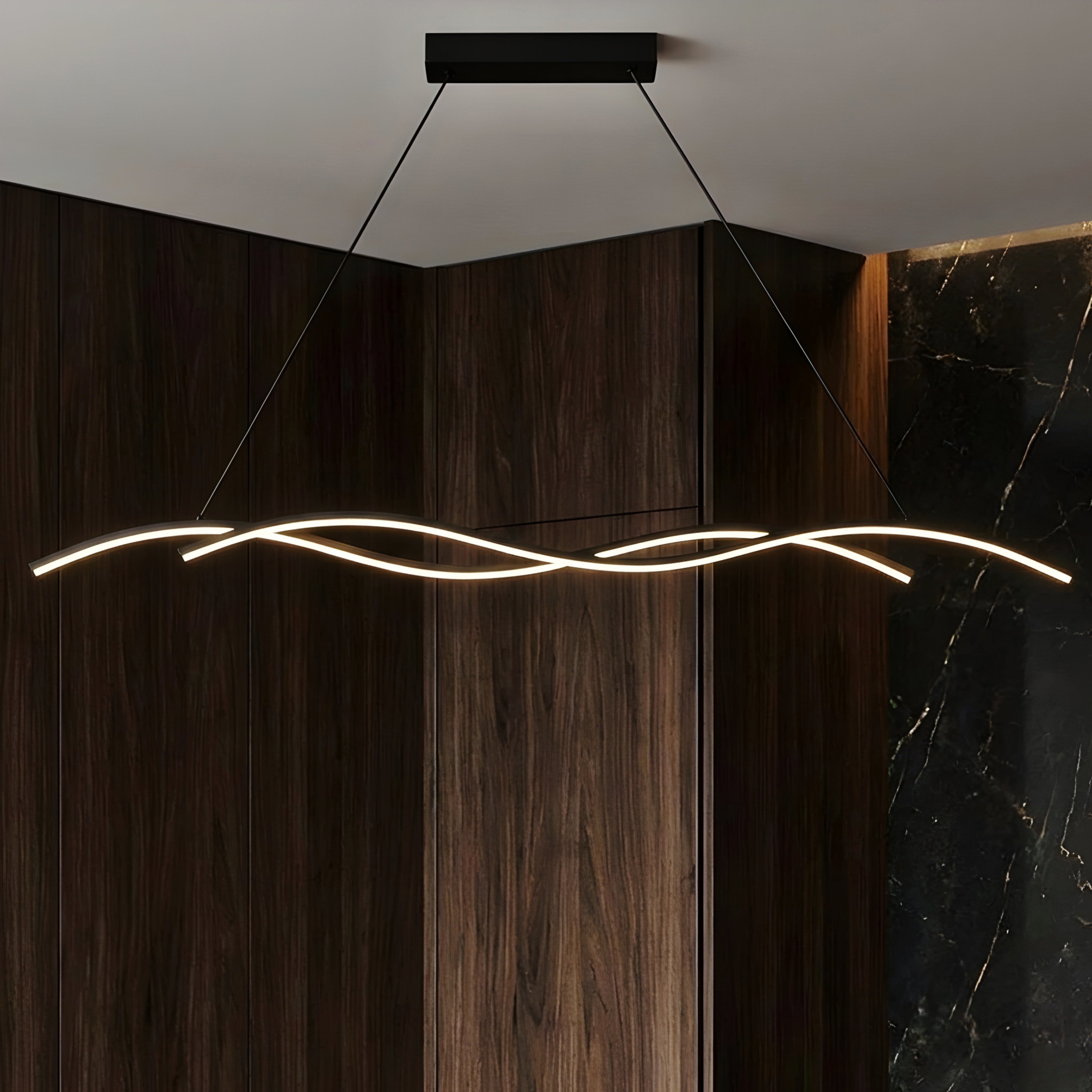 Ondara Wave Pendant Light – LED Modern Dining Room Kitchen Island Chandelier Ceiling Fixture