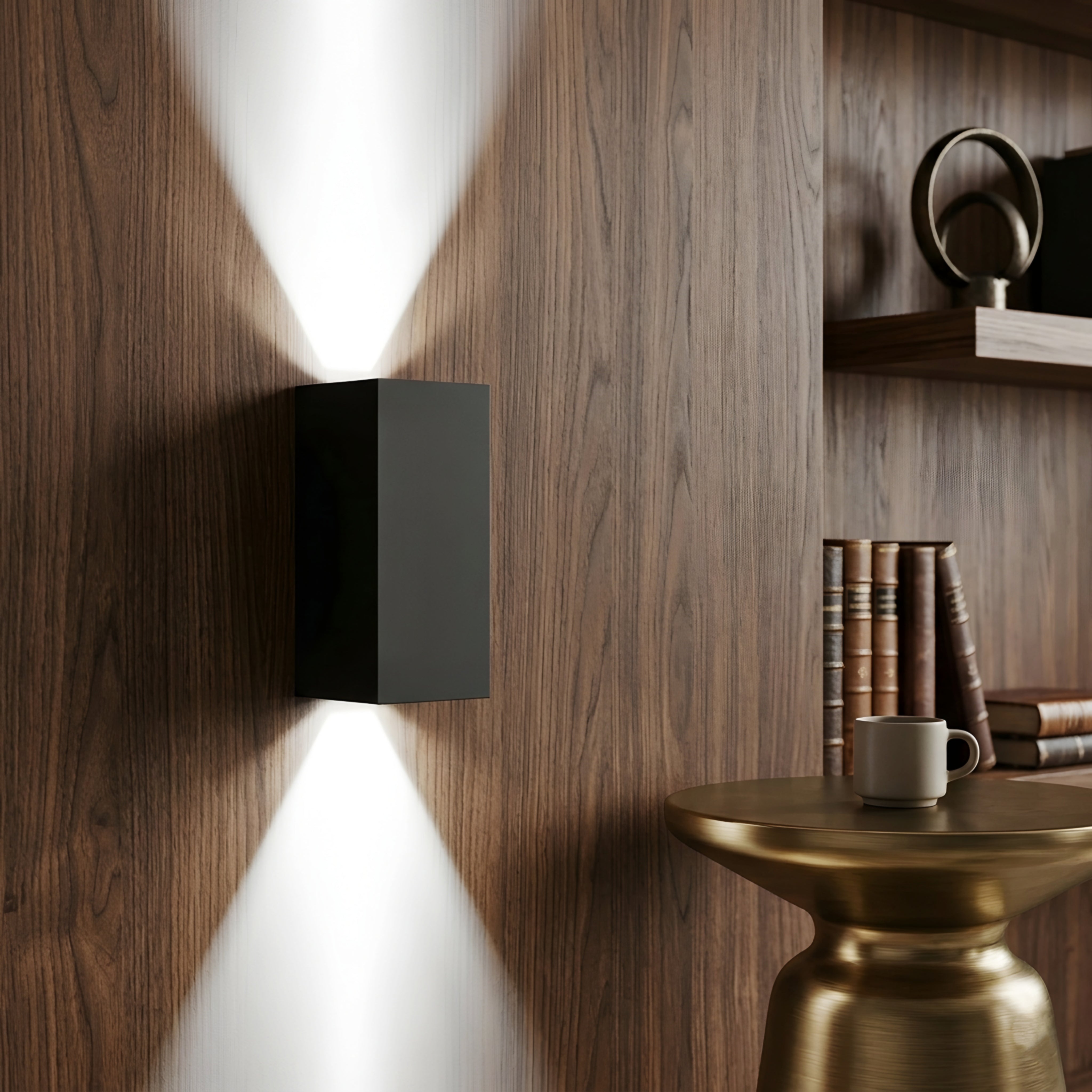 Strato Block Wall Sconce – Modern Black Outdoor Indoor LED Up Down Light Fixture Decorative Lighting