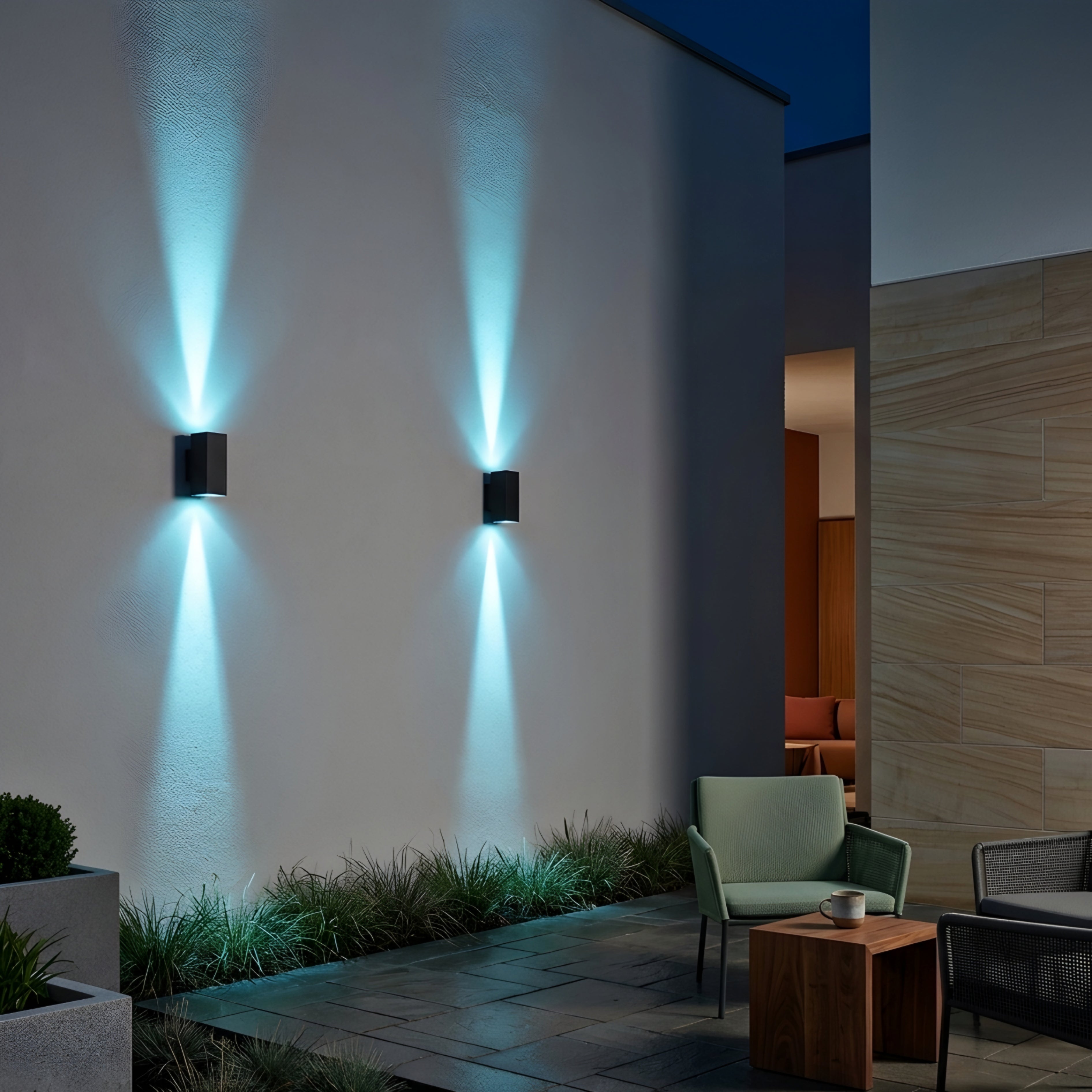 Strato Block Wall Sconce – Modern Black Outdoor Indoor LED Up Down Light Fixture Decorative Lighting