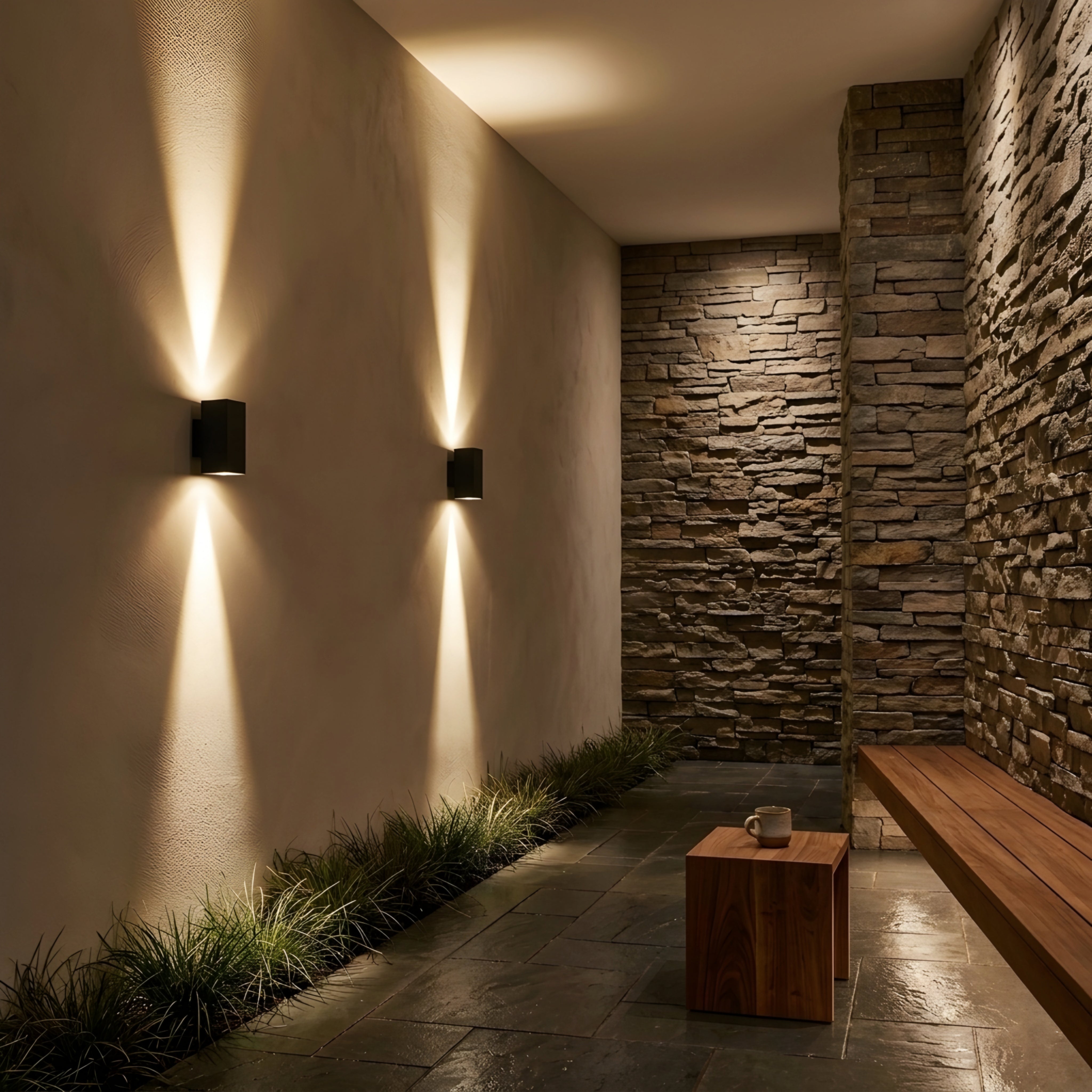 Strato Block Wall Sconce – Modern Black Outdoor Indoor LED Up Down Light Fixture Decorative Lighting