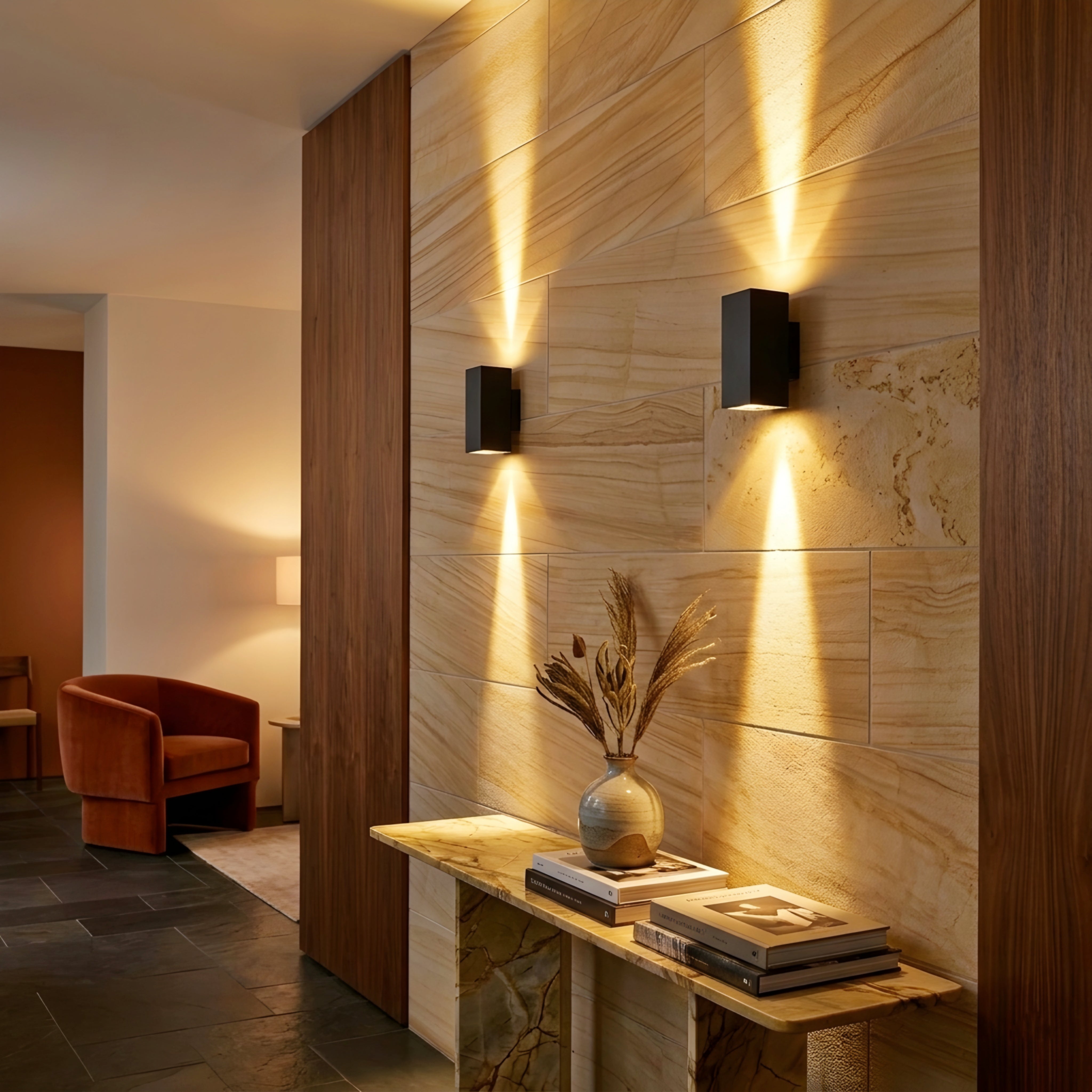 Strato Block Wall Sconce – Modern Black Outdoor Indoor LED Up Down Light Fixture Decorative Lighting