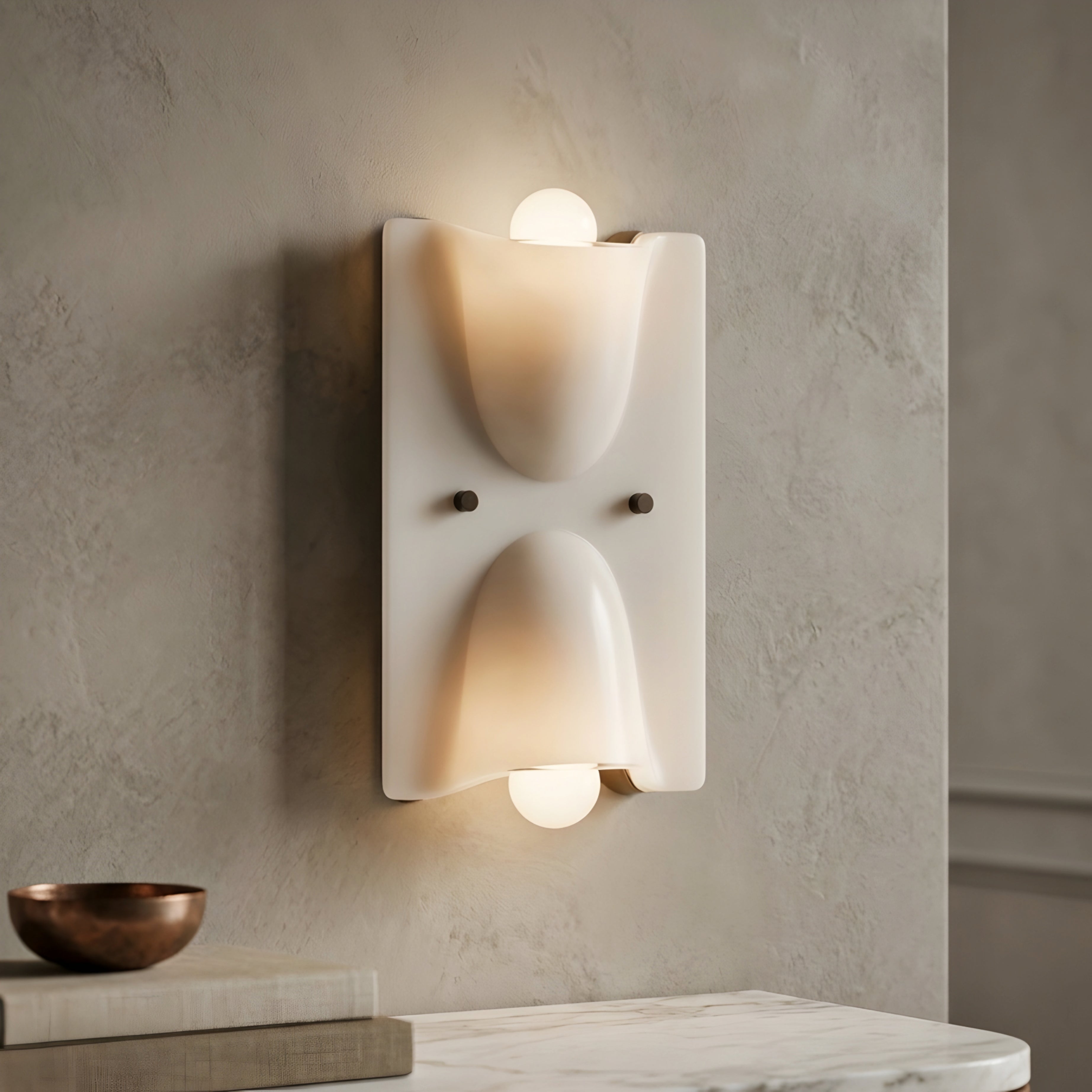 Ambrix Wave Wall Sconce – Amber Glass Modern Decorative Lighting Fixture Living Room Bedroom