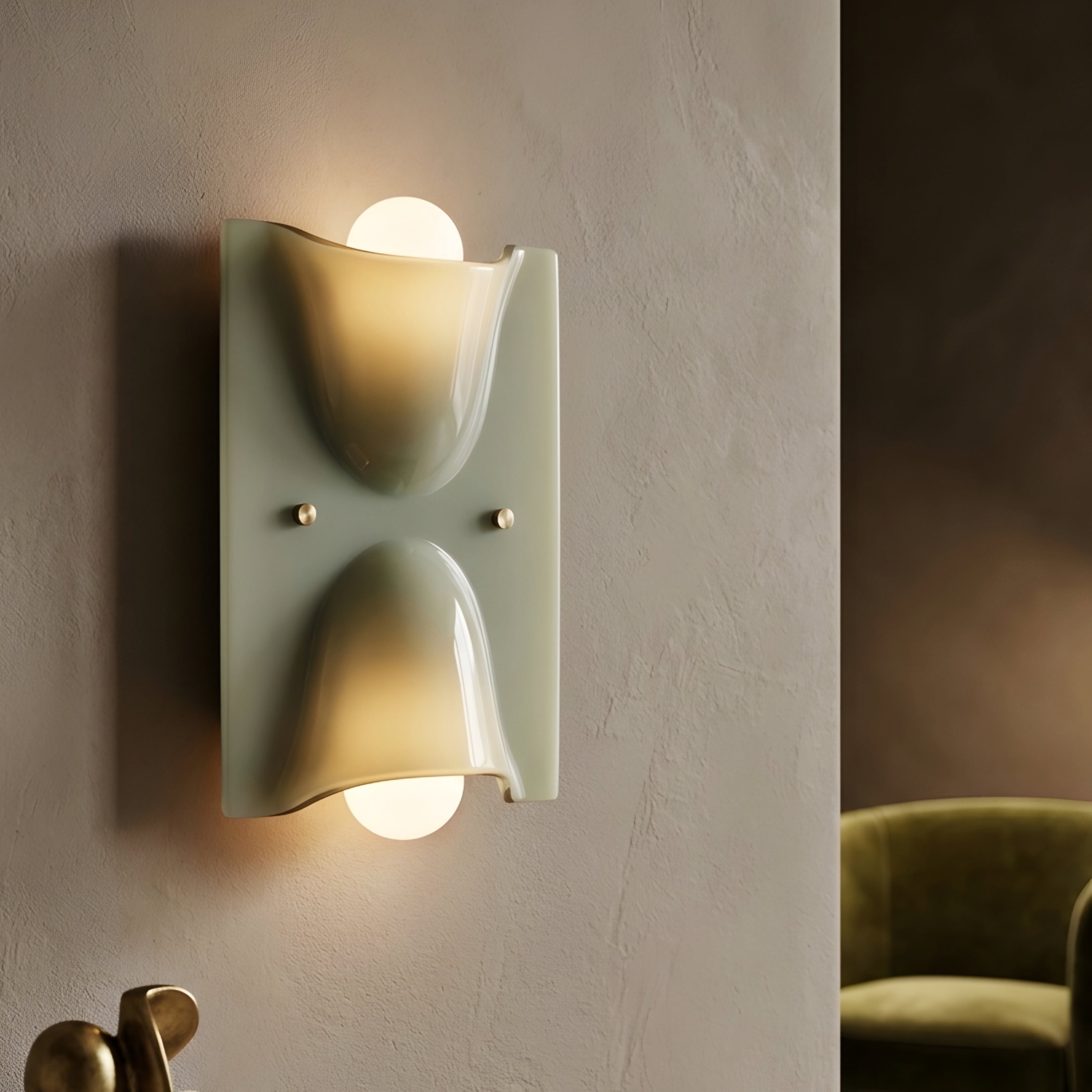 Ambrix Wave Wall Sconce – Amber Glass Modern Decorative Lighting Fixture Living Room Bedroom