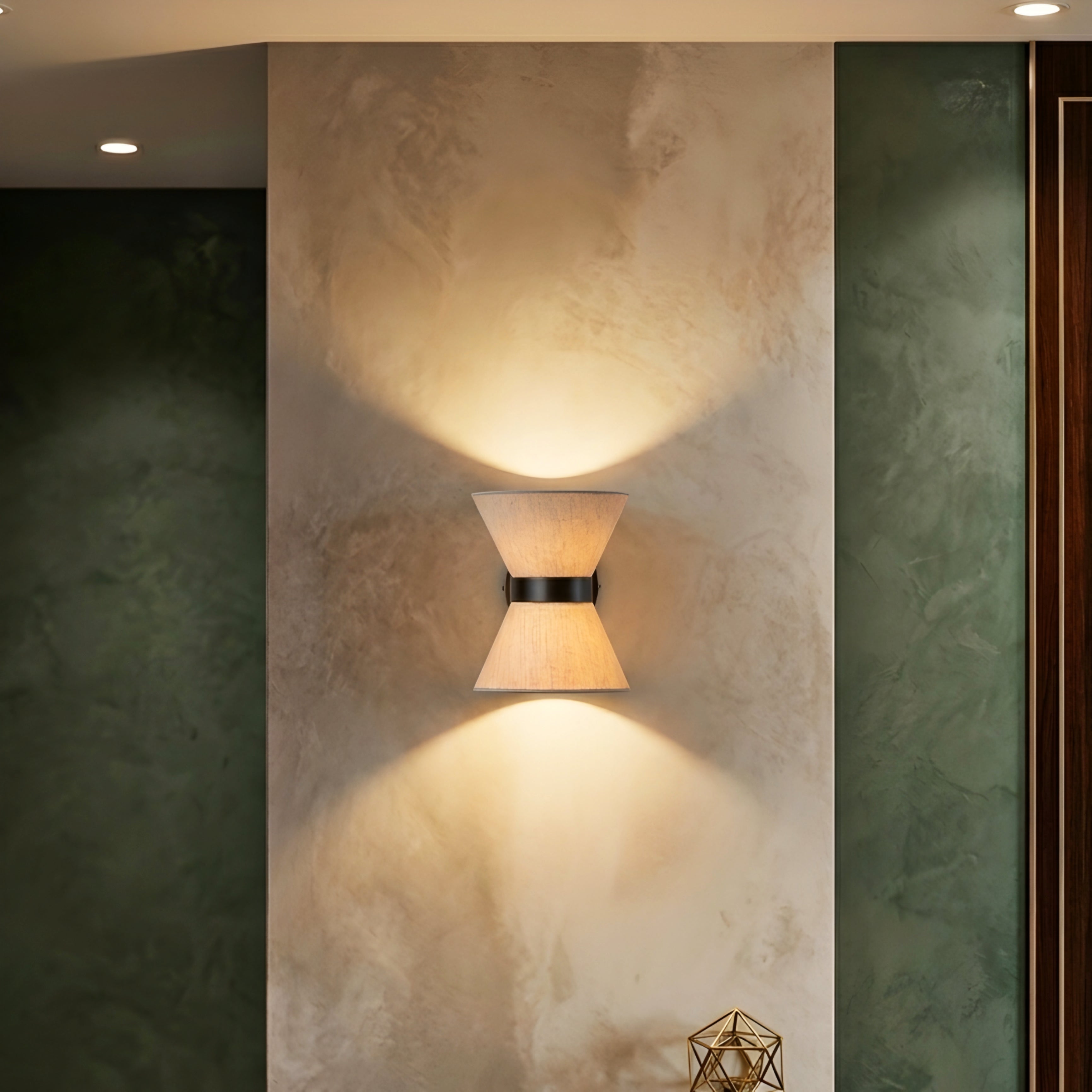 Vesaro Hourglass Wall Sconce – Modern Linen Fabric Shade Bedroom Living Room Decorative Lighting Fixture