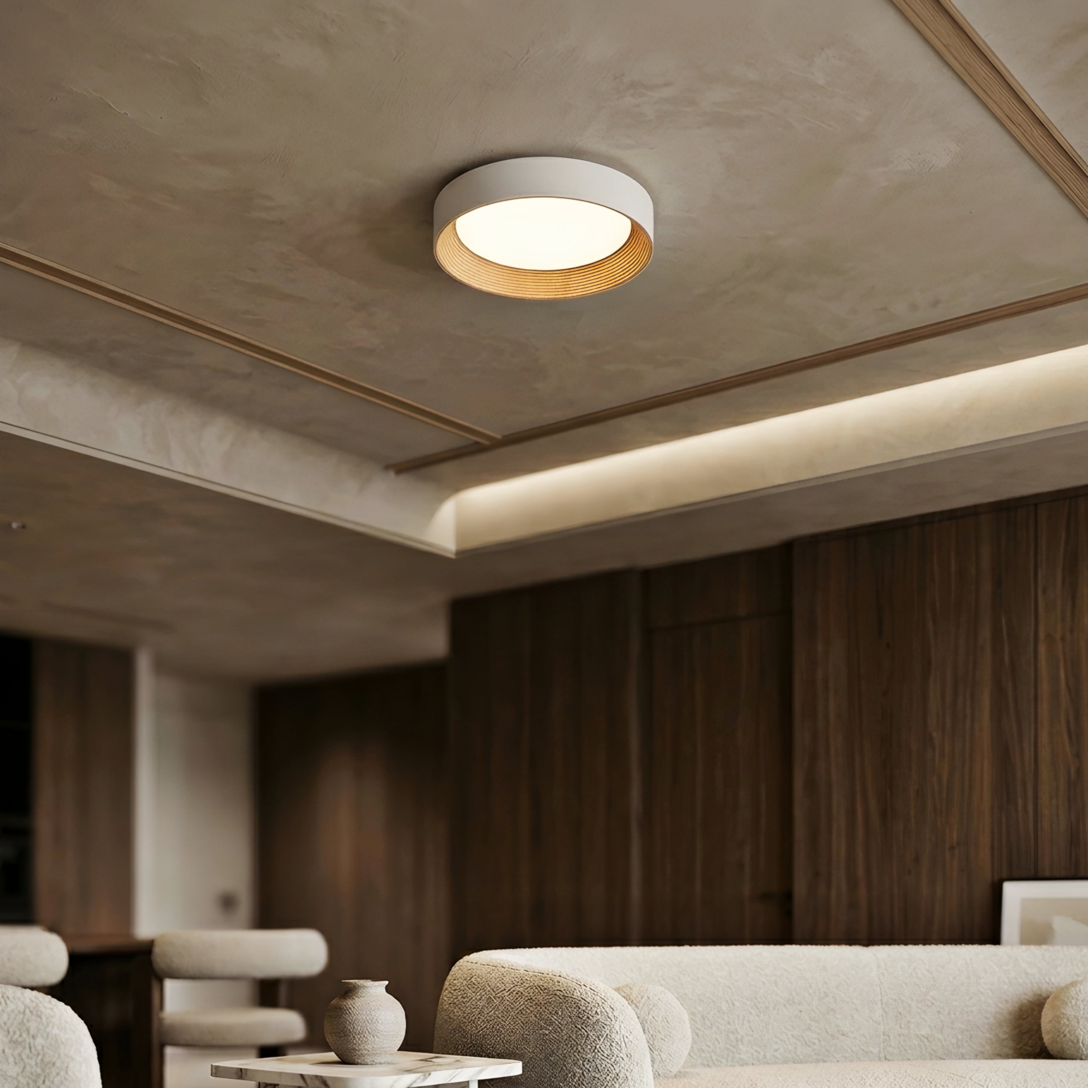 Straton Flush Mount Ceiling Light – LED Modern Round Decorative Lighting Bedroom Living Room