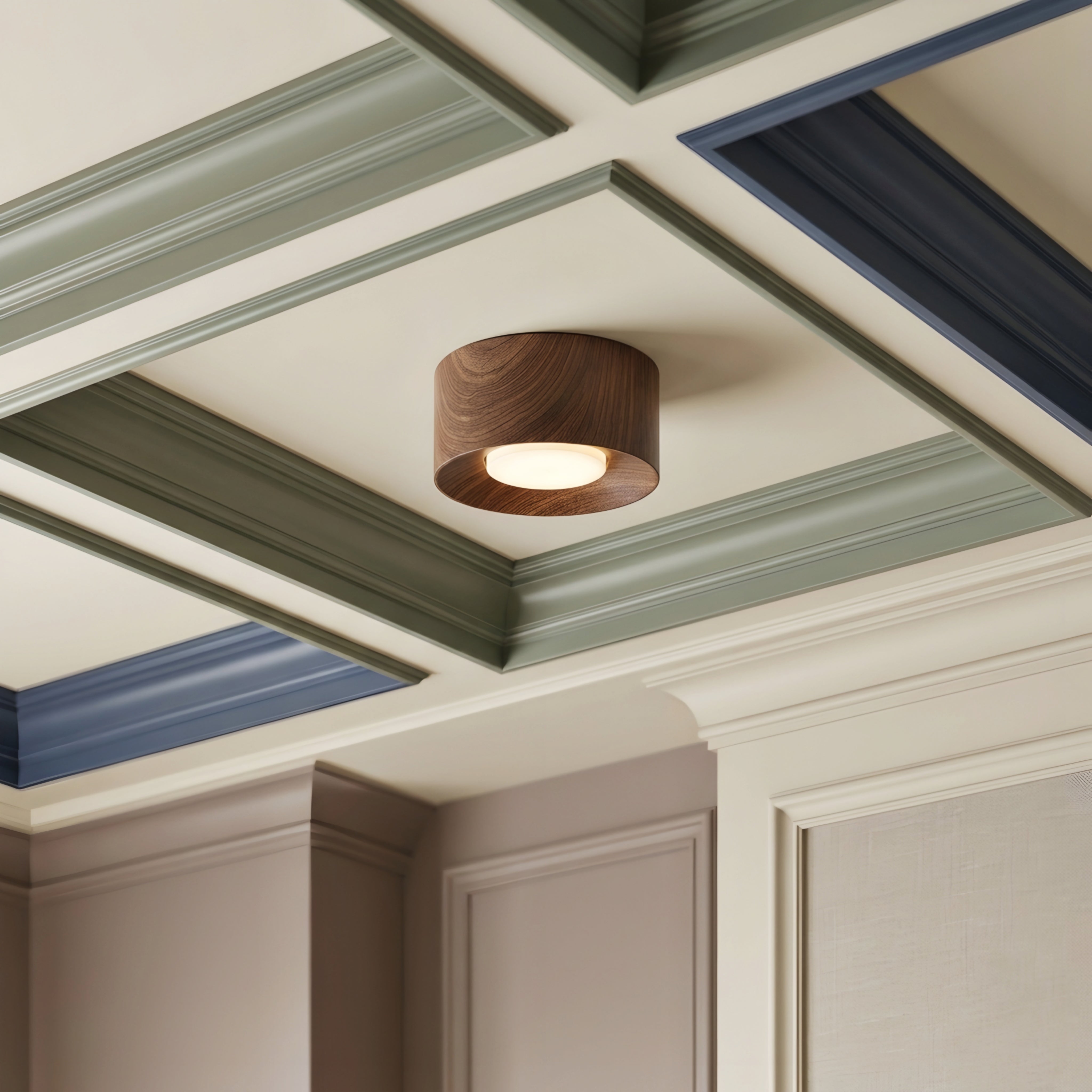 Granova Cylinder Flush Mount – Wood Ceiling Light Living Room Bedroom Modern LED Decorative Lighting