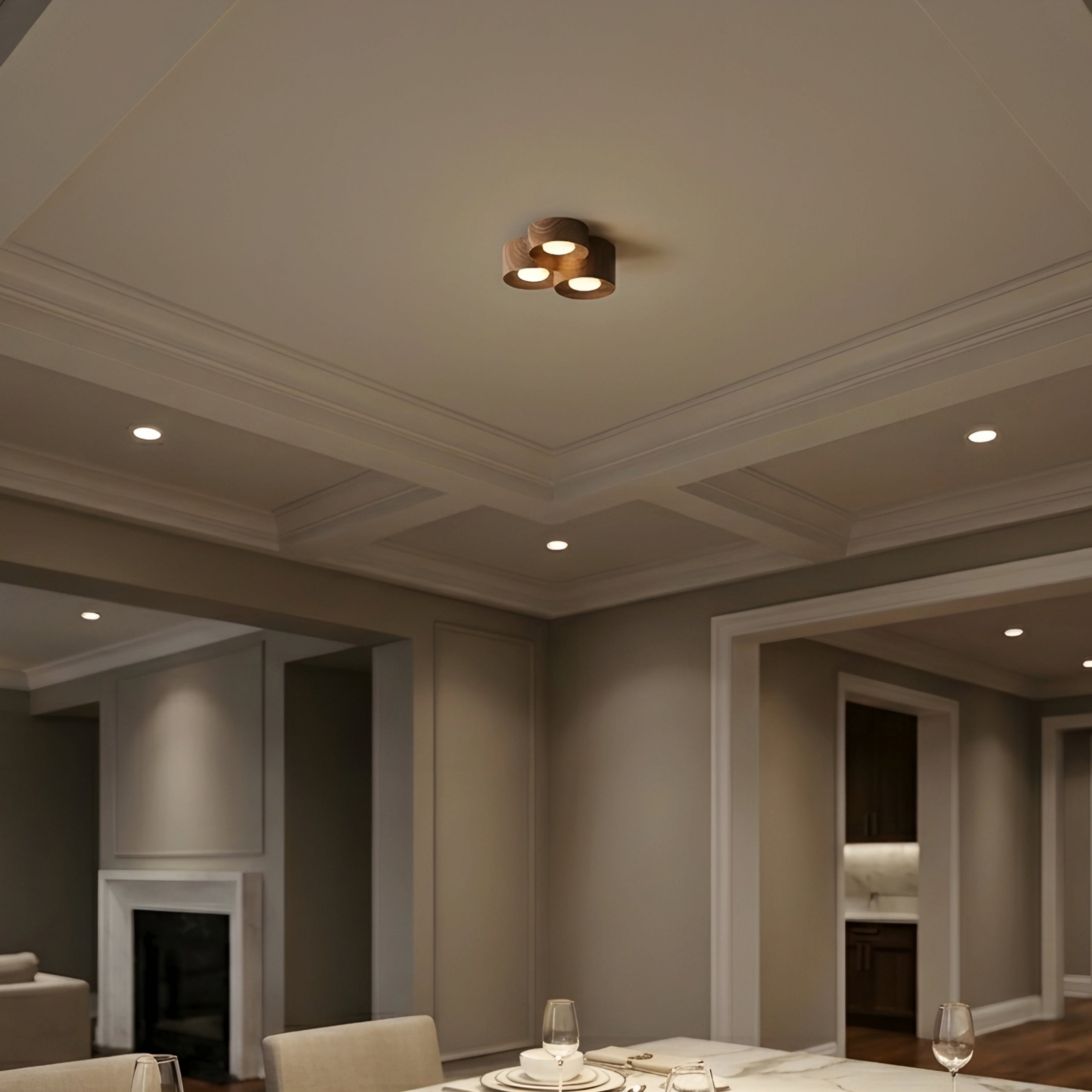 Granova Cylinder Flush Mount – Wood Ceiling Light Living Room Bedroom Modern LED Decorative Lighting