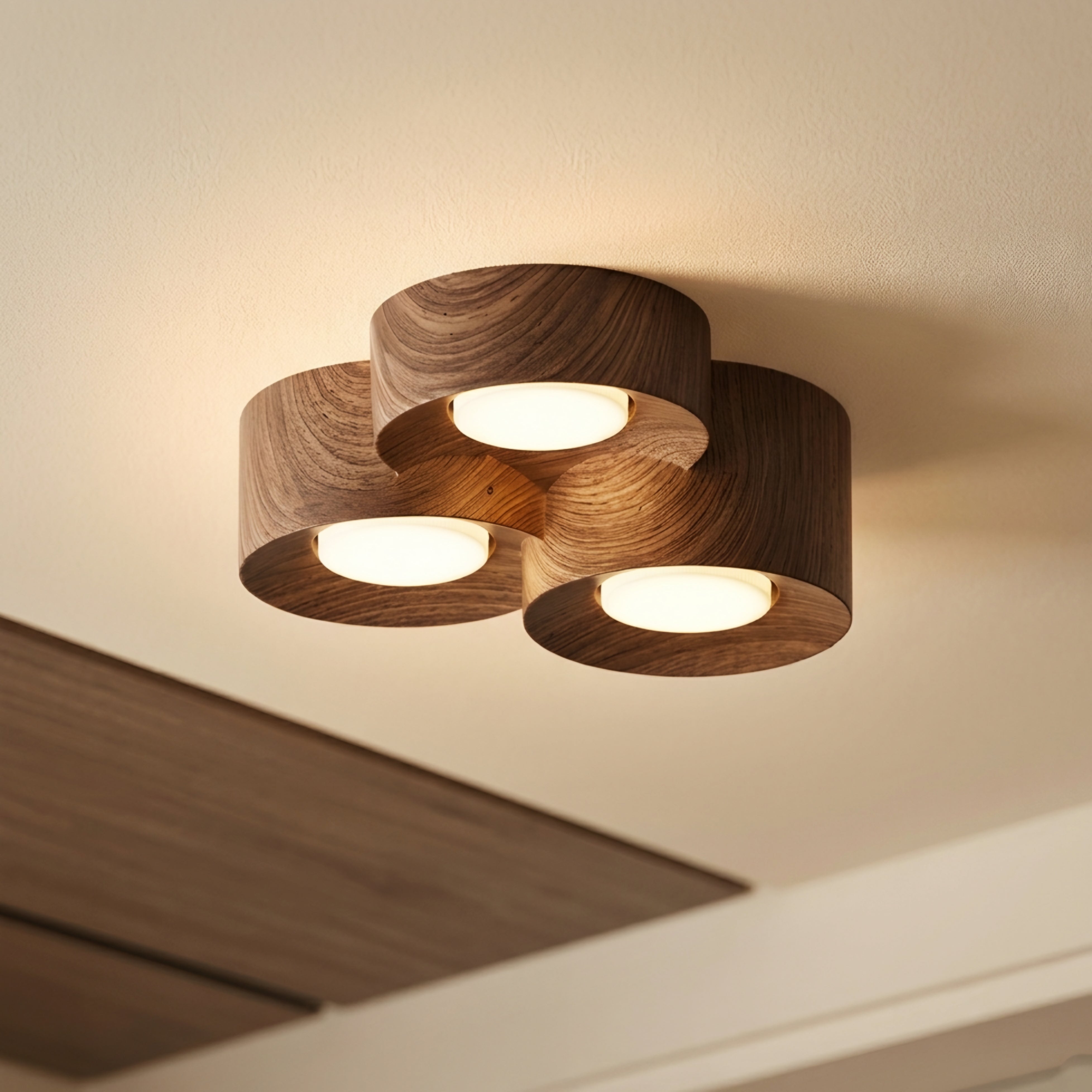 Granova Cylinder Flush Mount – Wood Ceiling Light Living Room Bedroom Modern LED Decorative Lighting