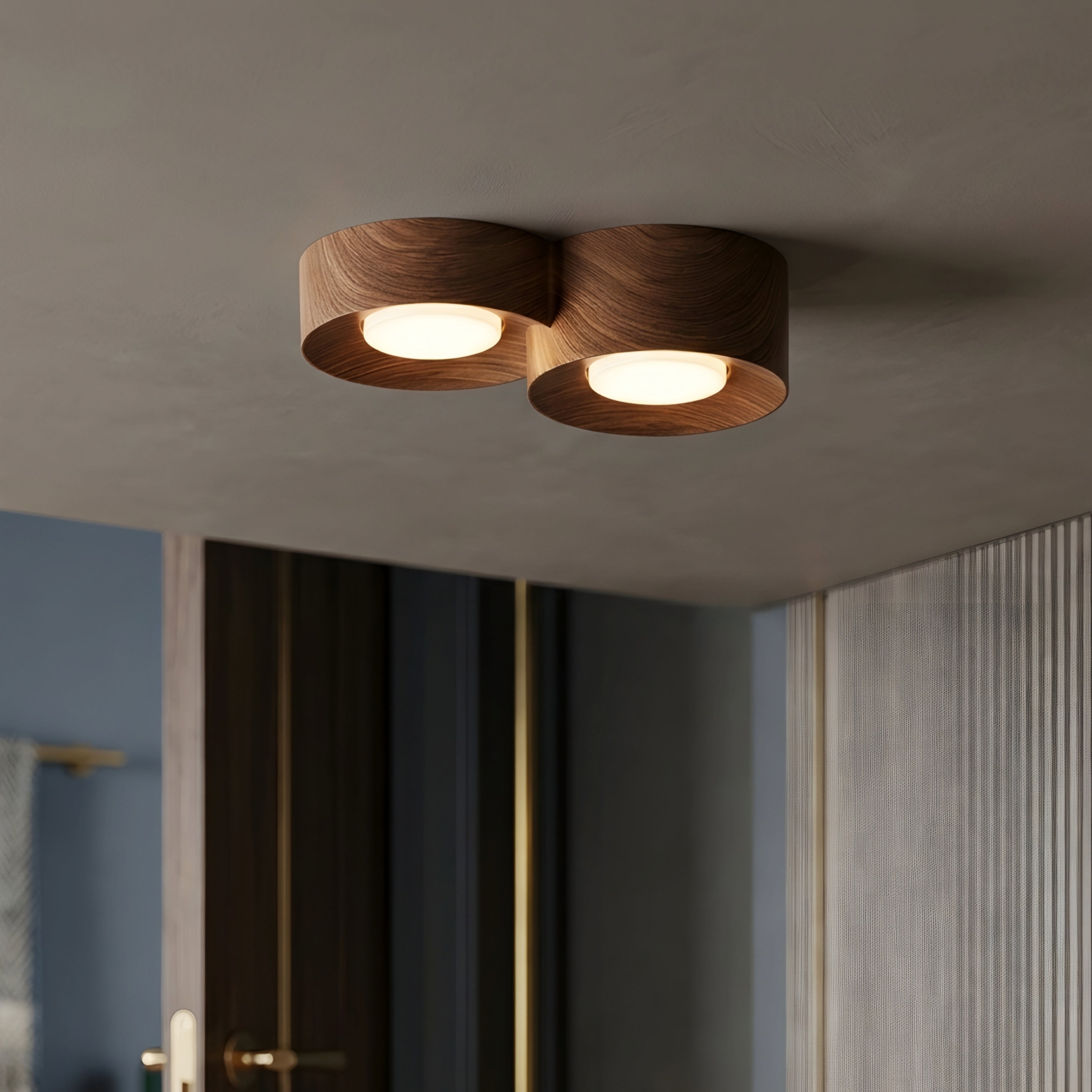 Granova Cylinder Flush Mount – Wood Ceiling Light Living Room Bedroom Modern LED Decorative Lighting
