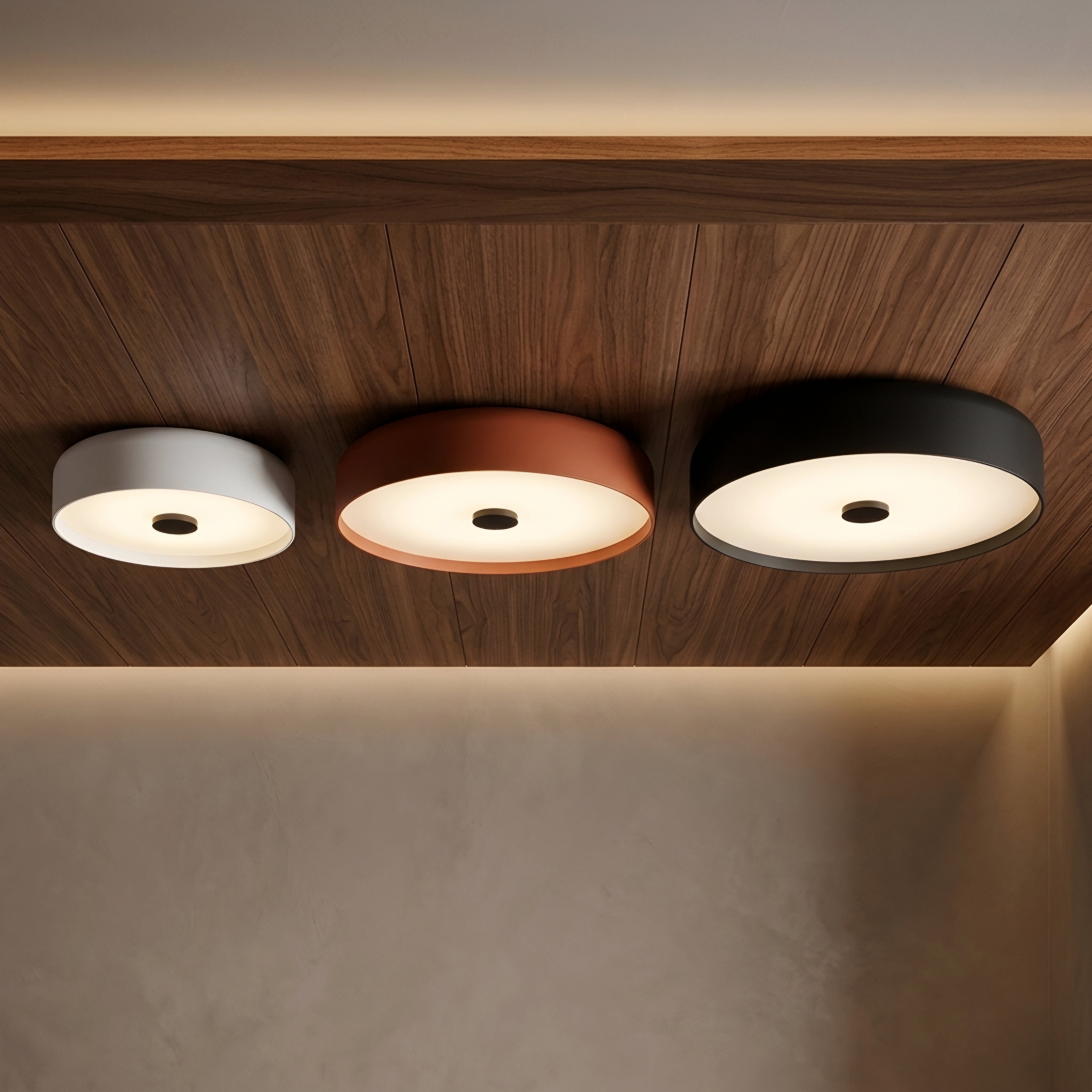 Ferrico Drum Ceiling Light – LED Flush Mount Terracotta Copper Modern Bedroom Living Room