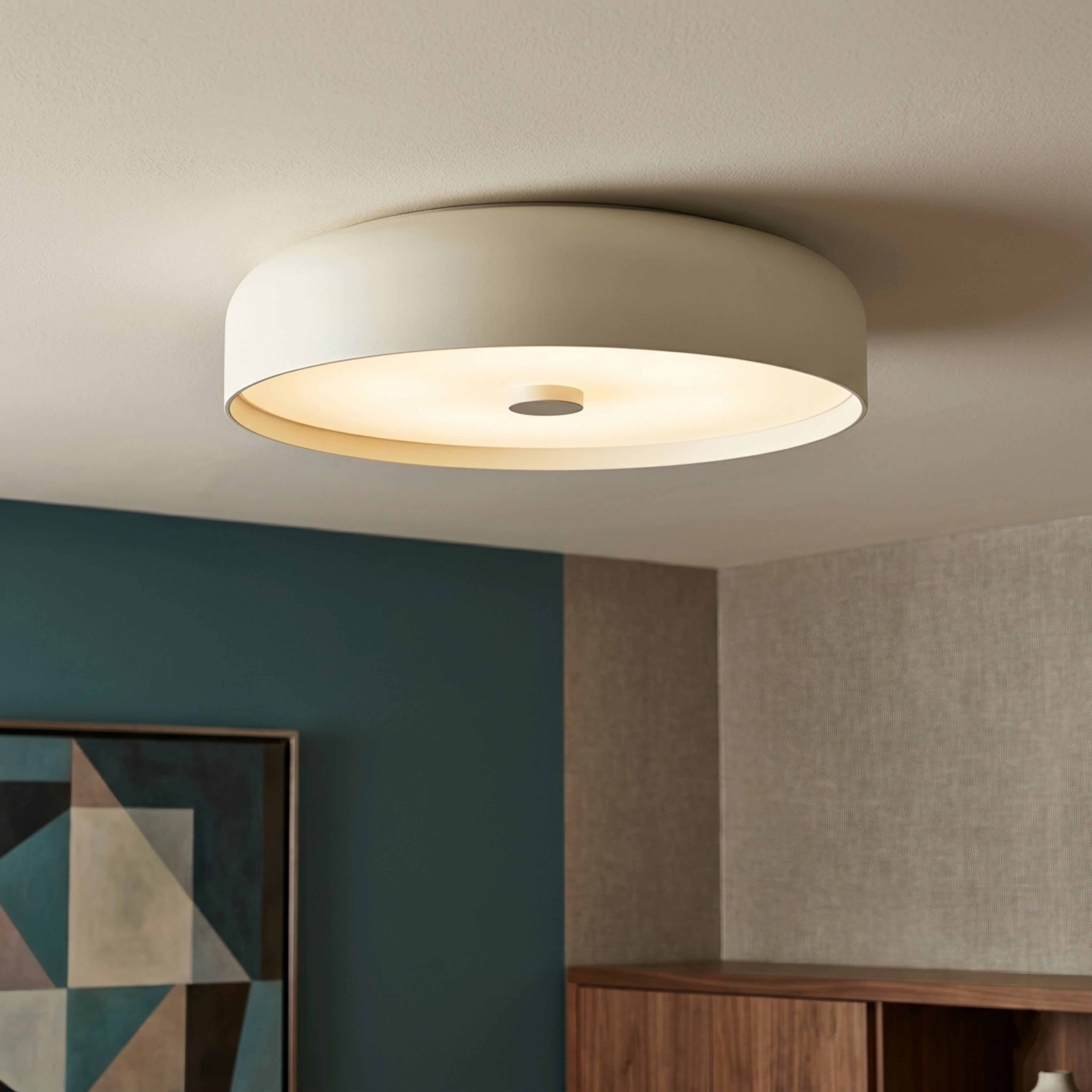 Ferrico Drum Ceiling Light – LED Flush Mount Terracotta Copper Modern Bedroom Living Room