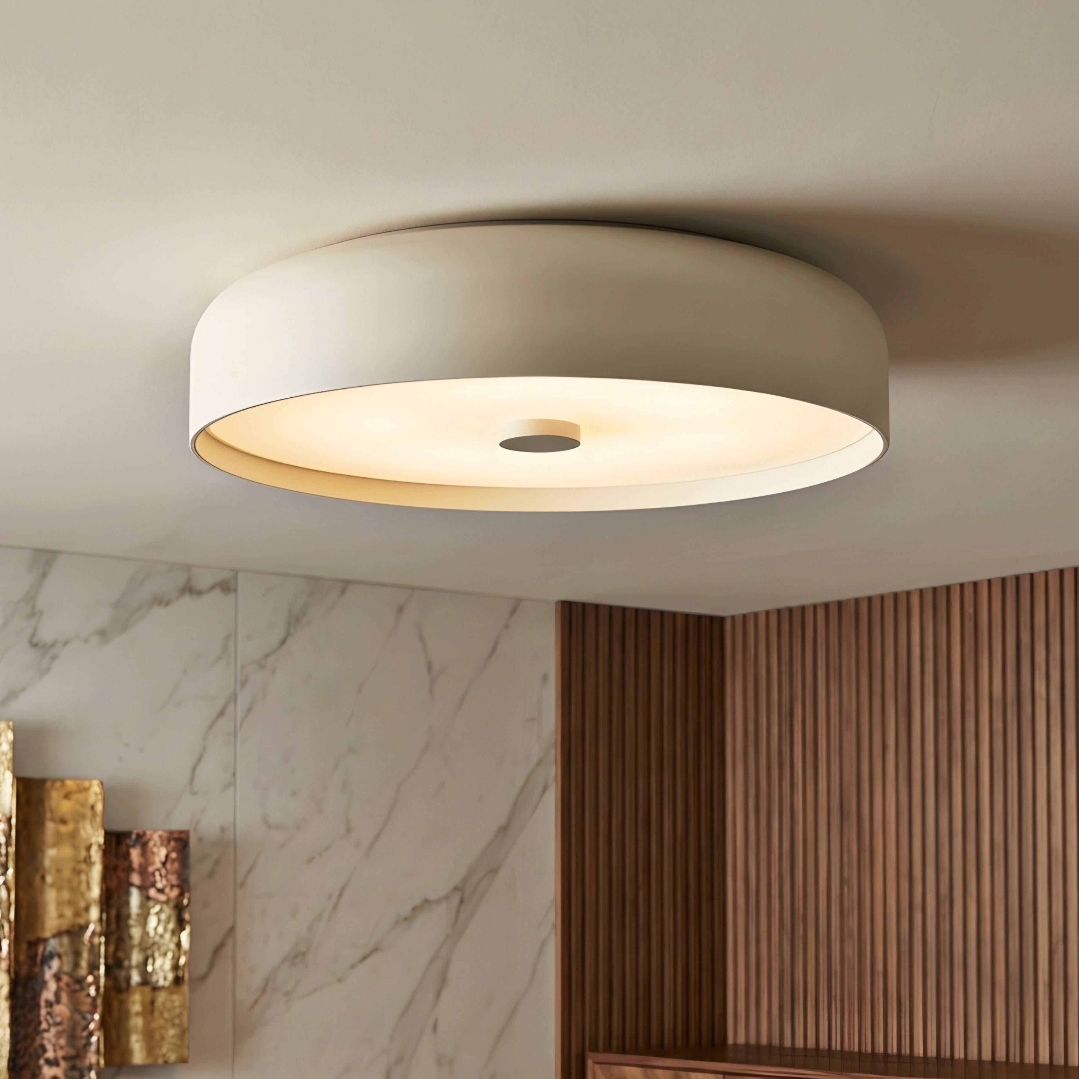 Ferrico Drum Ceiling Light – LED Flush Mount Terracotta Copper Modern Bedroom Living Room