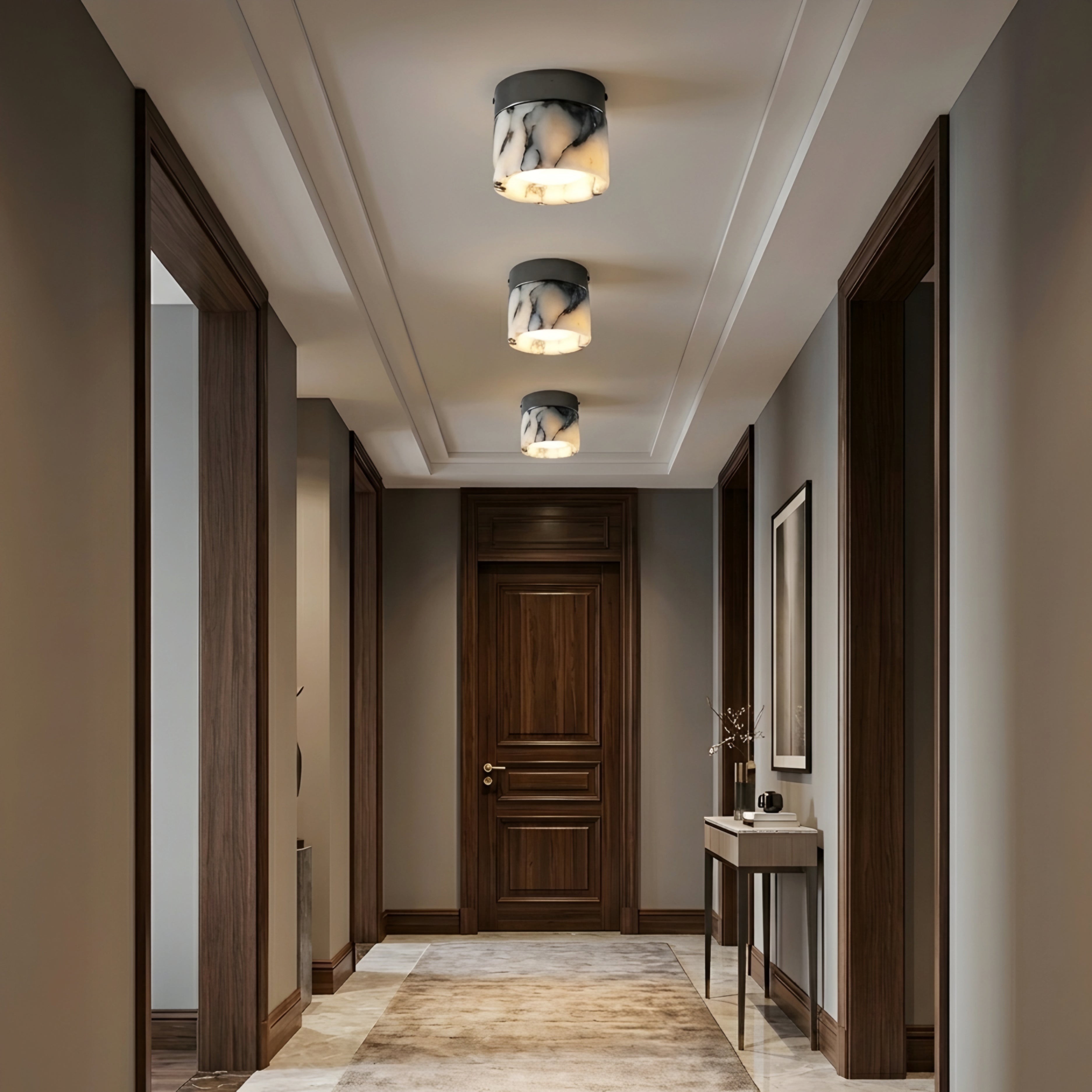 Marvex Cylinder Ceiling Light – Marble Flush Mount LED Modern Decorative Lighting Fixture Bedroom Living Room