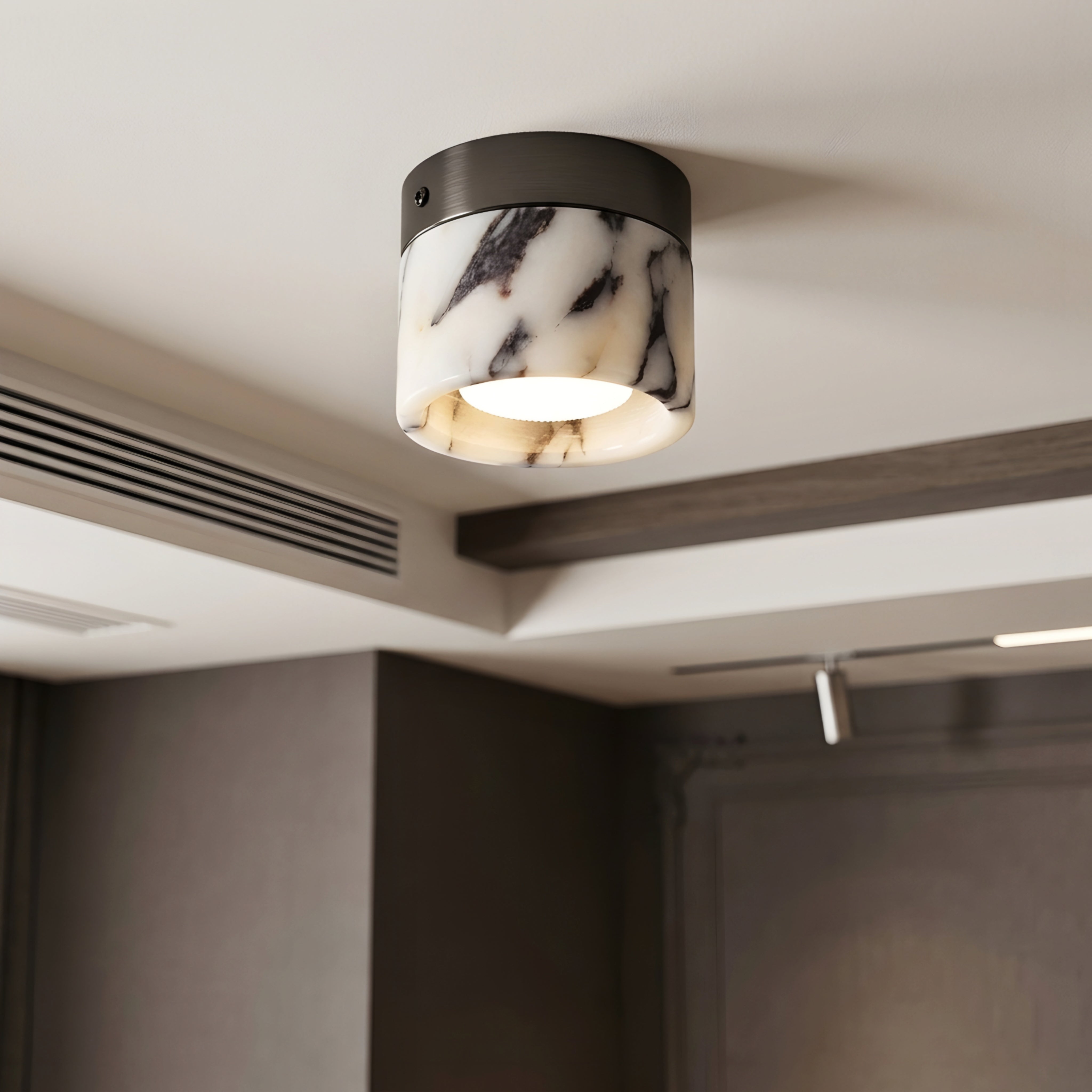 Marvex Cylinder Ceiling Light – Marble Flush Mount LED Modern Decorative Lighting Fixture Bedroom Living Room