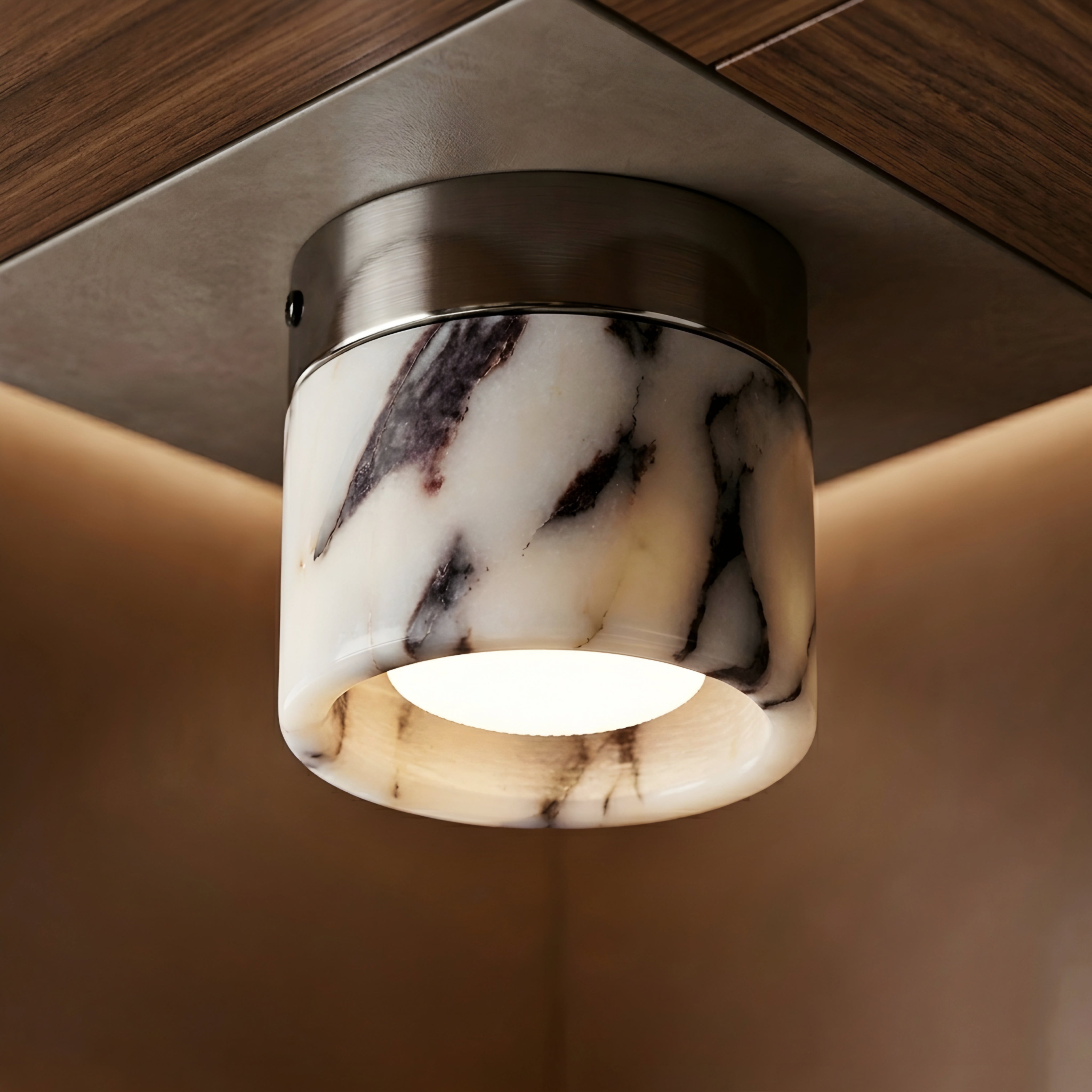 Marvex Cylinder Ceiling Light – Marble Flush Mount LED Modern Decorative Lighting Fixture Bedroom Living Room