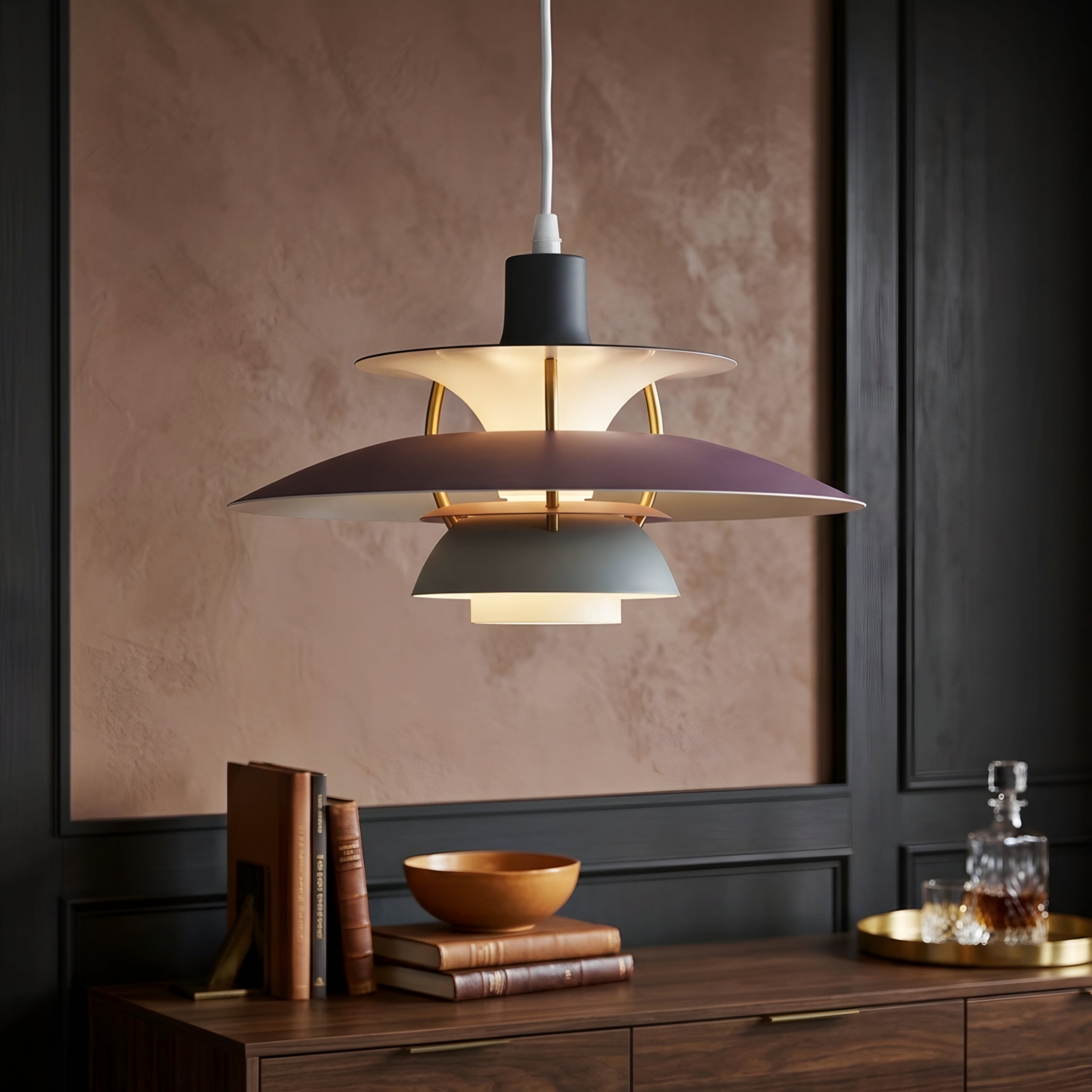 Stratova Tier Pendant Light – Modern White Metal Layered Ceiling Dining Room Kitchen Island Chandelier