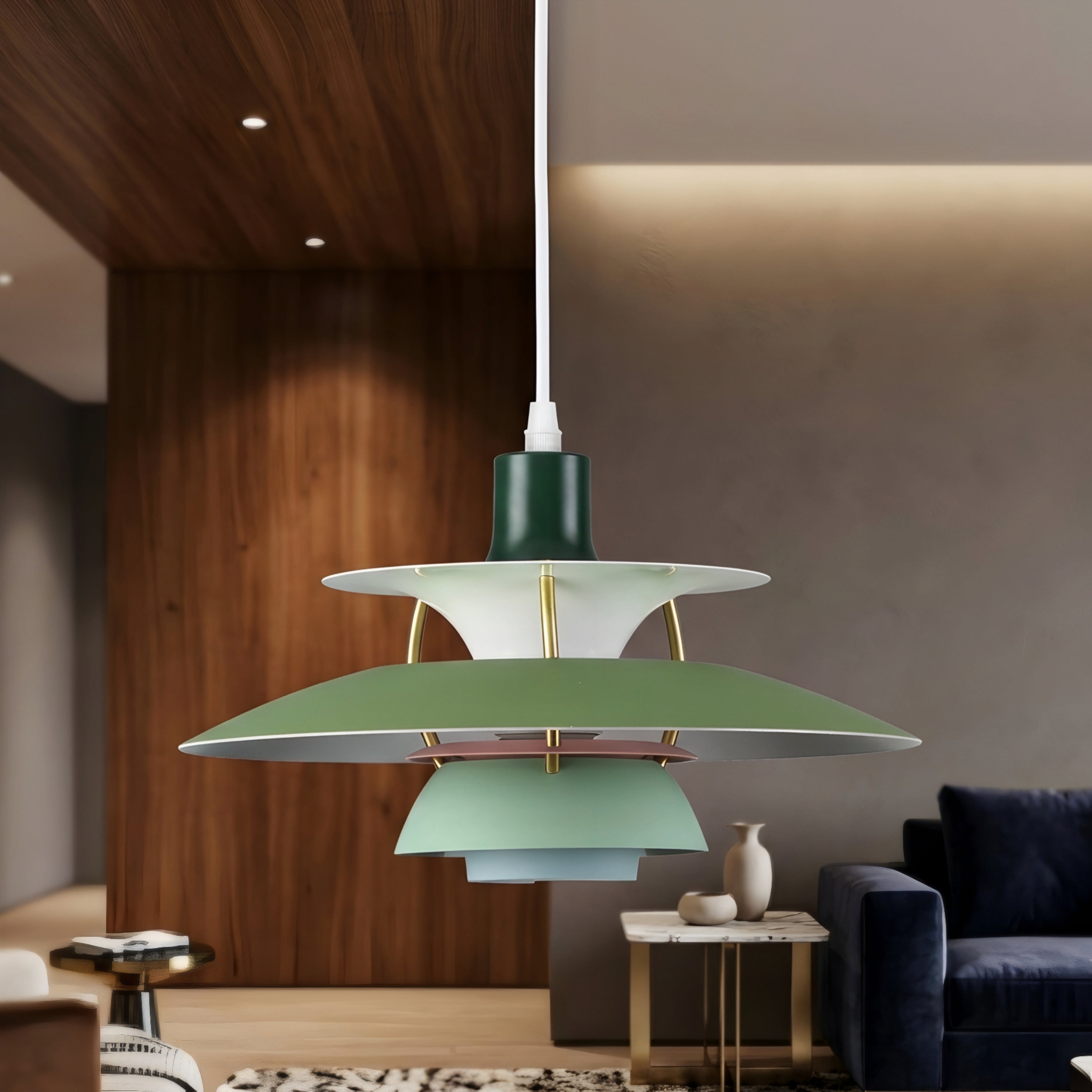 Stratova Tier Pendant Light – Modern White Metal Layered Ceiling Dining Room Kitchen Island Chandelier