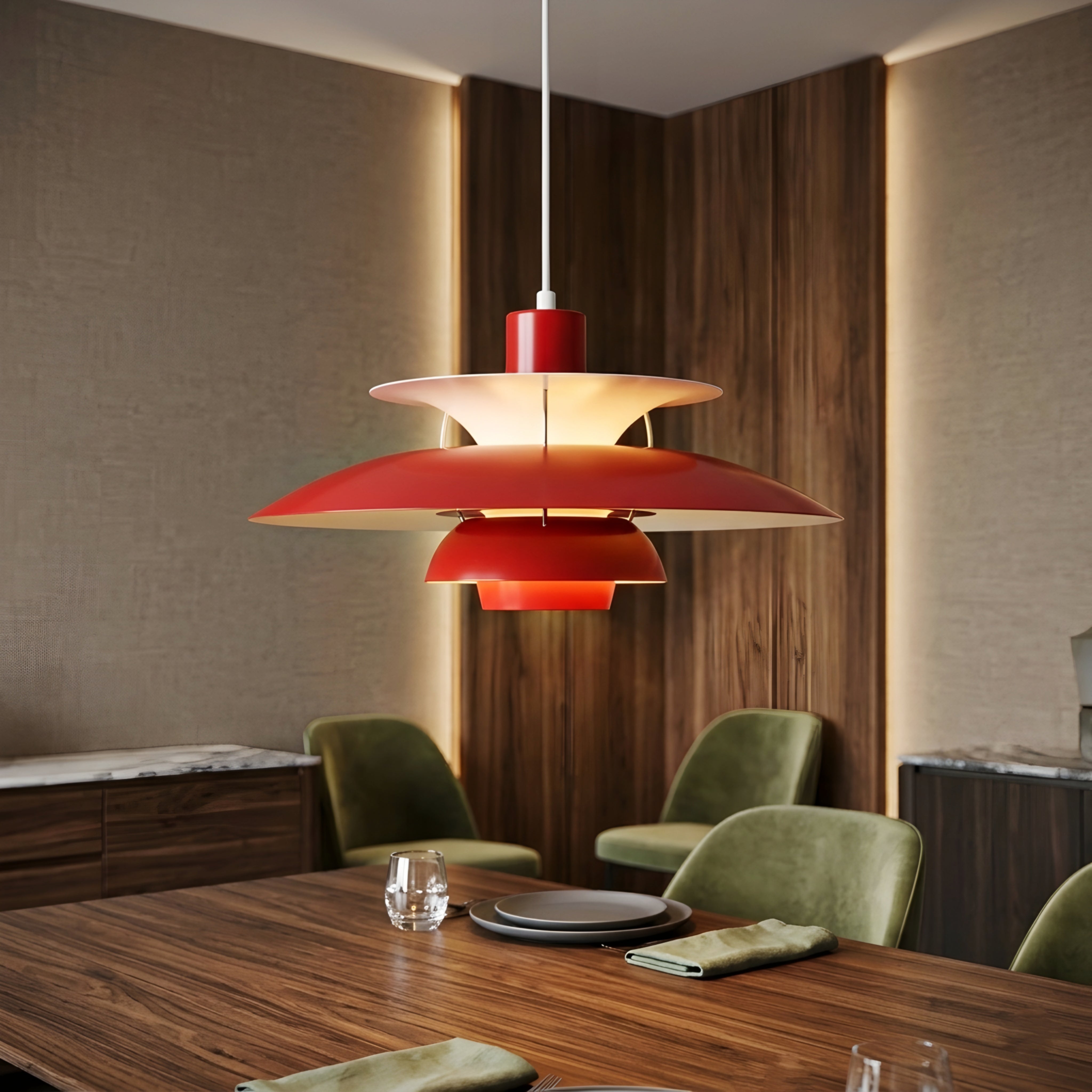 Stratova Tier Pendant Light – Modern White Metal Layered Ceiling Dining Room Kitchen Island Chandelier