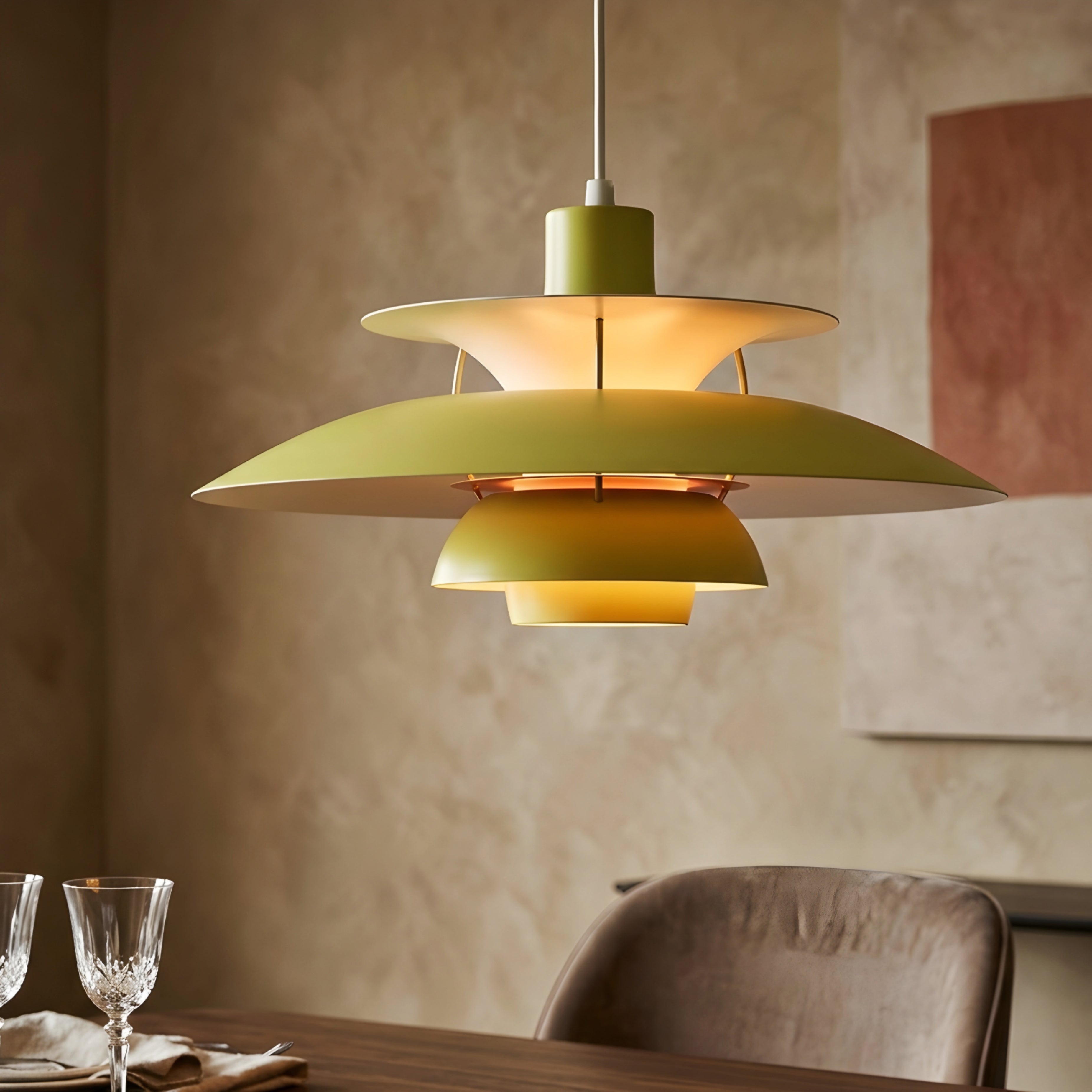 Stratova Tier Pendant Light – Modern White Metal Layered Ceiling Dining Room Kitchen Island Chandelier