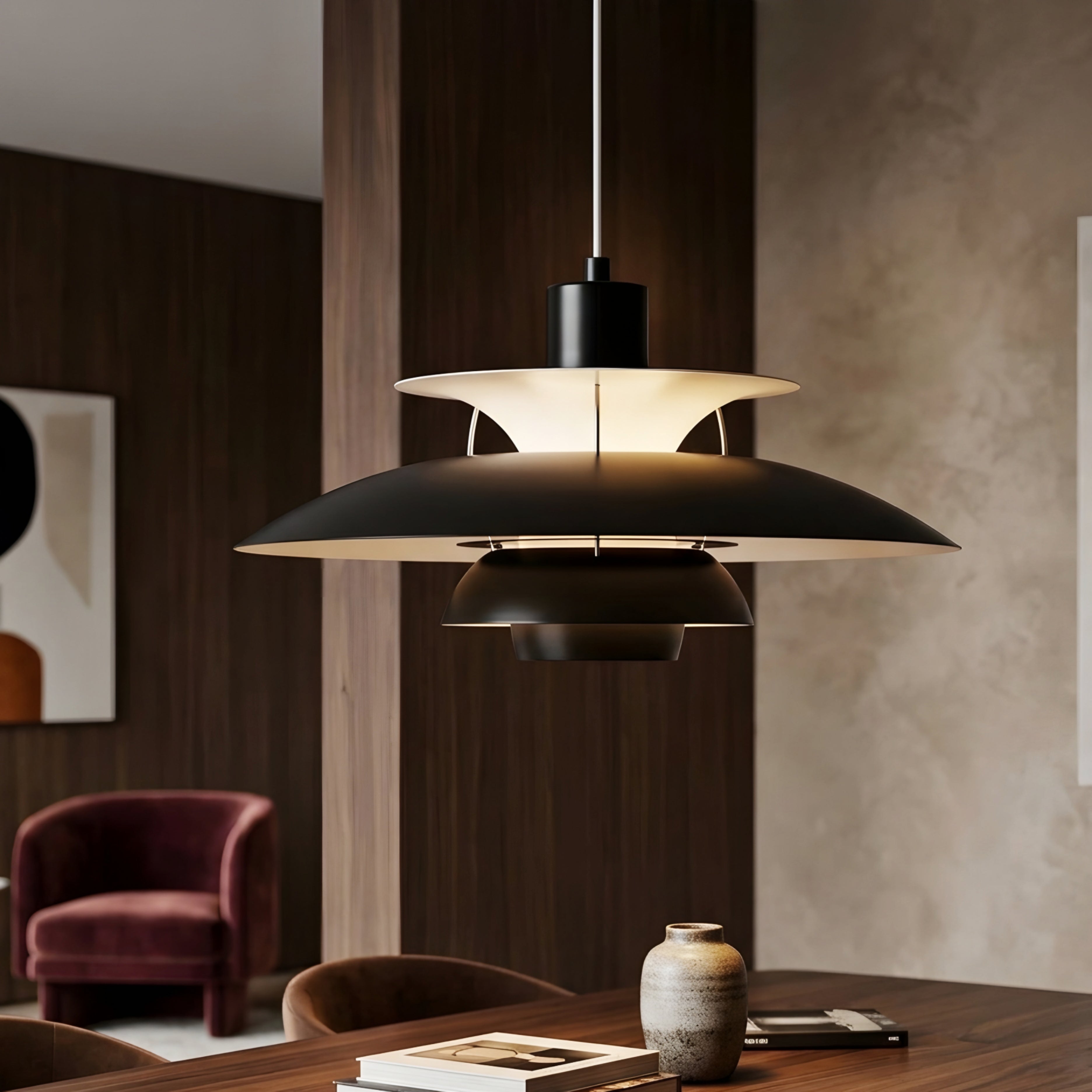 Stratova Tier Pendant Light – Modern White Metal Layered Ceiling Dining Room Kitchen Island Chandelier