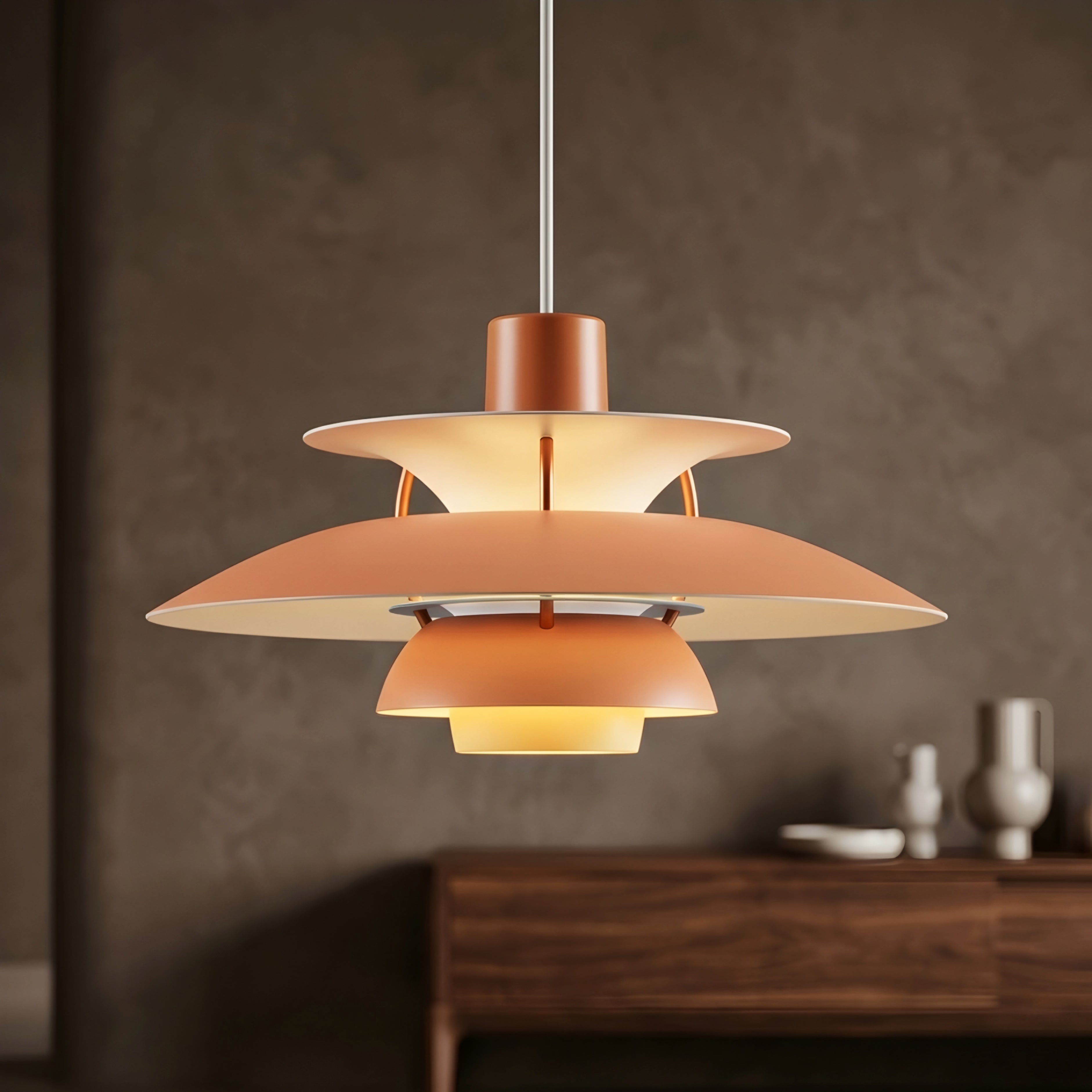 Stratova Tier Pendant Light – Modern White Metal Layered Ceiling Dining Room Kitchen Island Chandelier