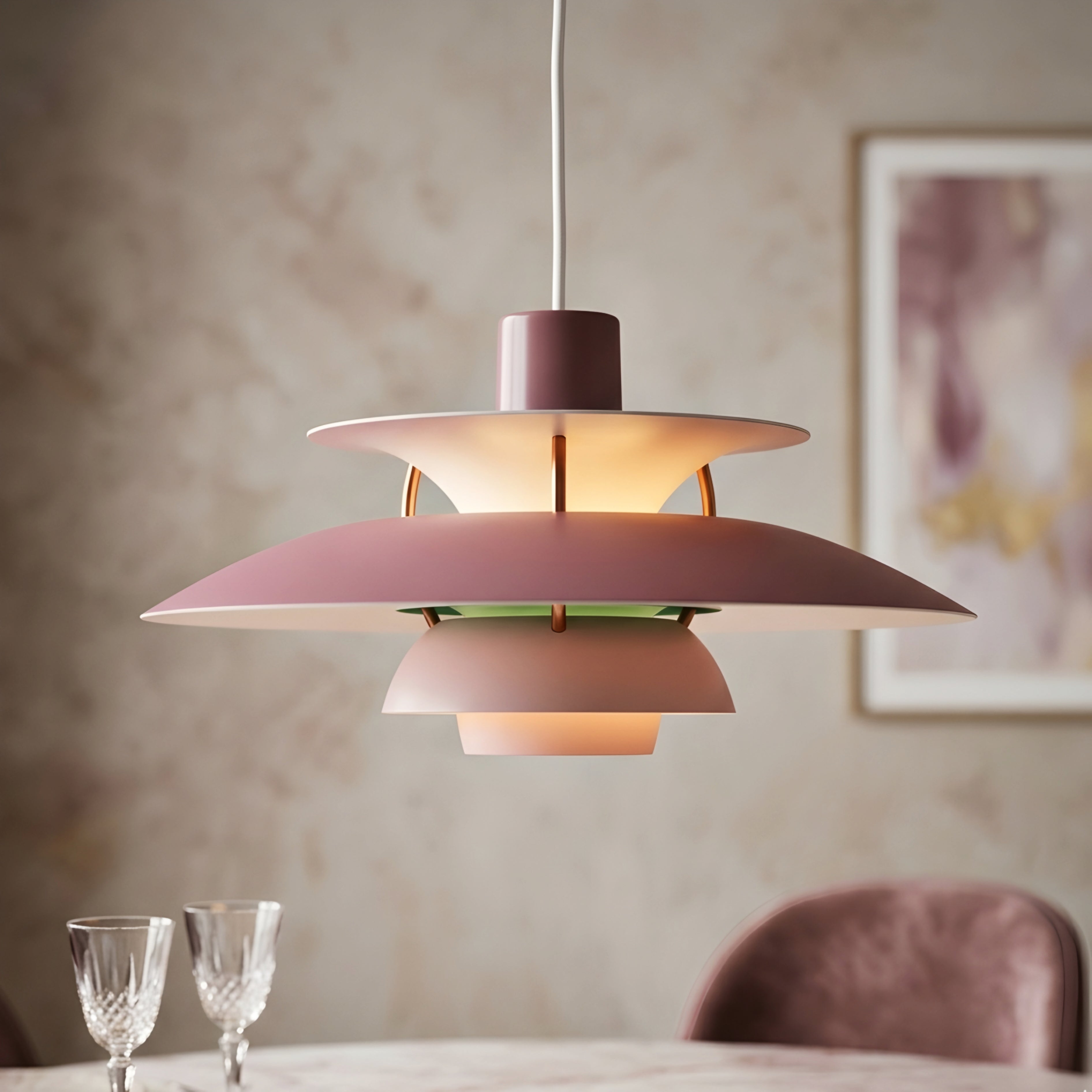 Stratova Tier Pendant Light – Modern White Metal Layered Ceiling Dining Room Kitchen Island Chandelier